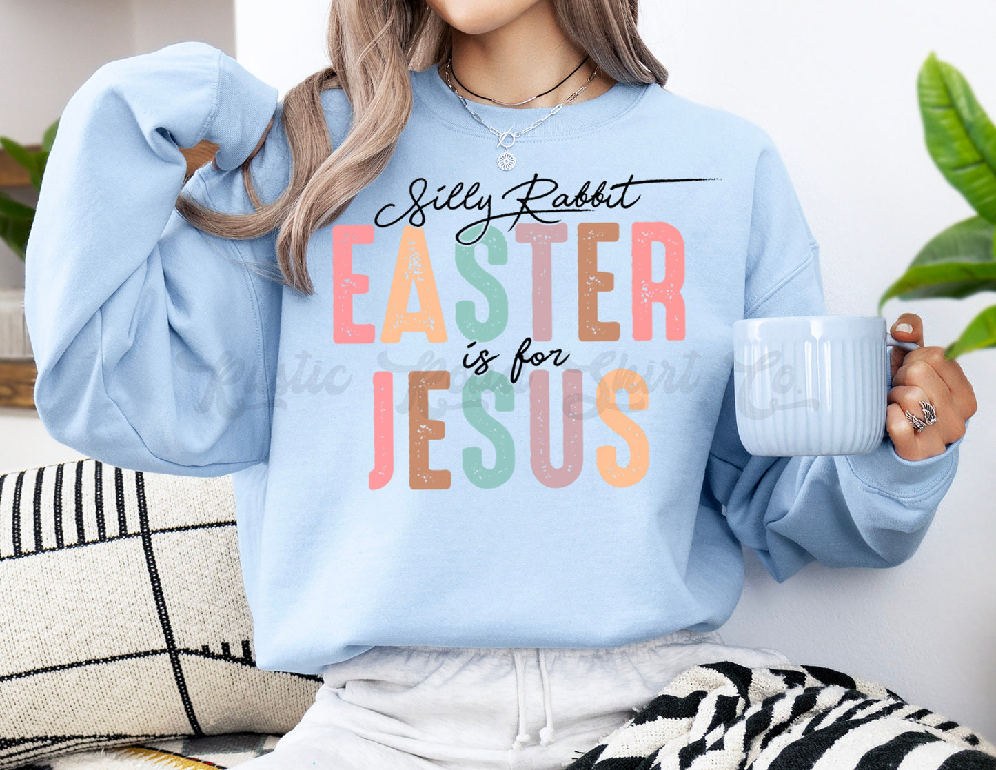 Easter Jesus Sweatshirt, Easter Sweatshirt Women, Easter Mug Shirt, Easter Crewneck, Bunny Sweatshirt, Teacher Easter Shirt 143