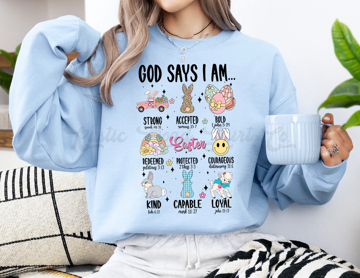 Easter Sweatshirt Women, Easter Crewneck, Bunny Sweatshirt, Jesus Sweatshirt, Teacher Easter Shirt 150