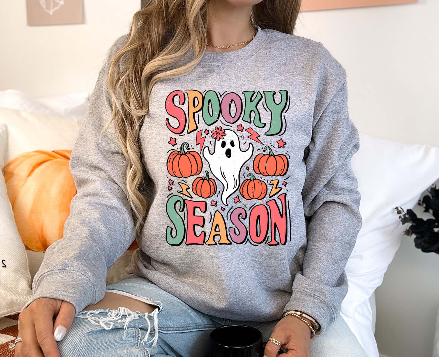 Spooky Season Sweatshirt, Ghost Sweatshirt, Toddler Halloween Sweatshirt, Girls Halloween Sweatshirt