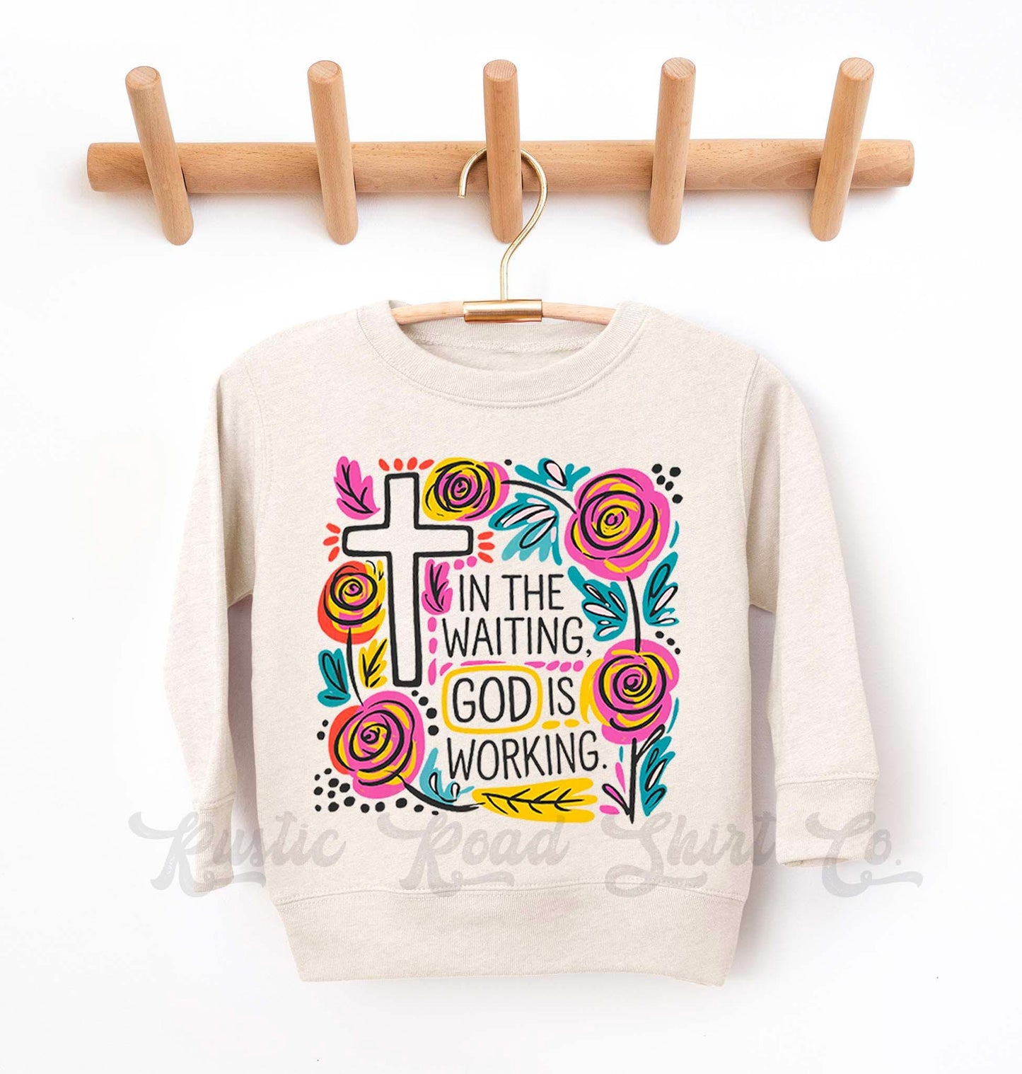 Easter Sweatshirt, In the Waiting God is Working Sweatshirt, Christian Sweatshirt, Toddler Easter Outfit, Easter Basket Gift 73