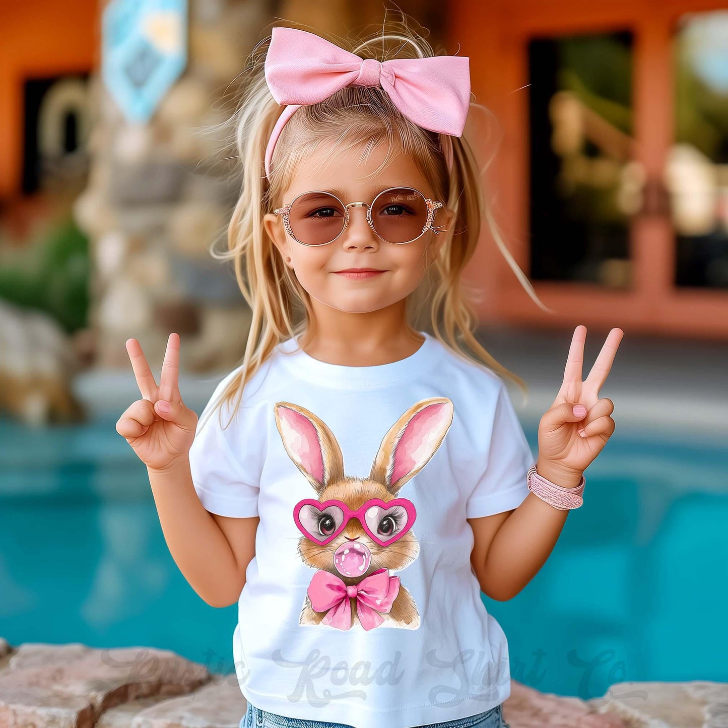 Girls Easter Shirt, Bubblegum Bunny Shirt, Toddler Easter Outfit, Easter Basket Gift 226