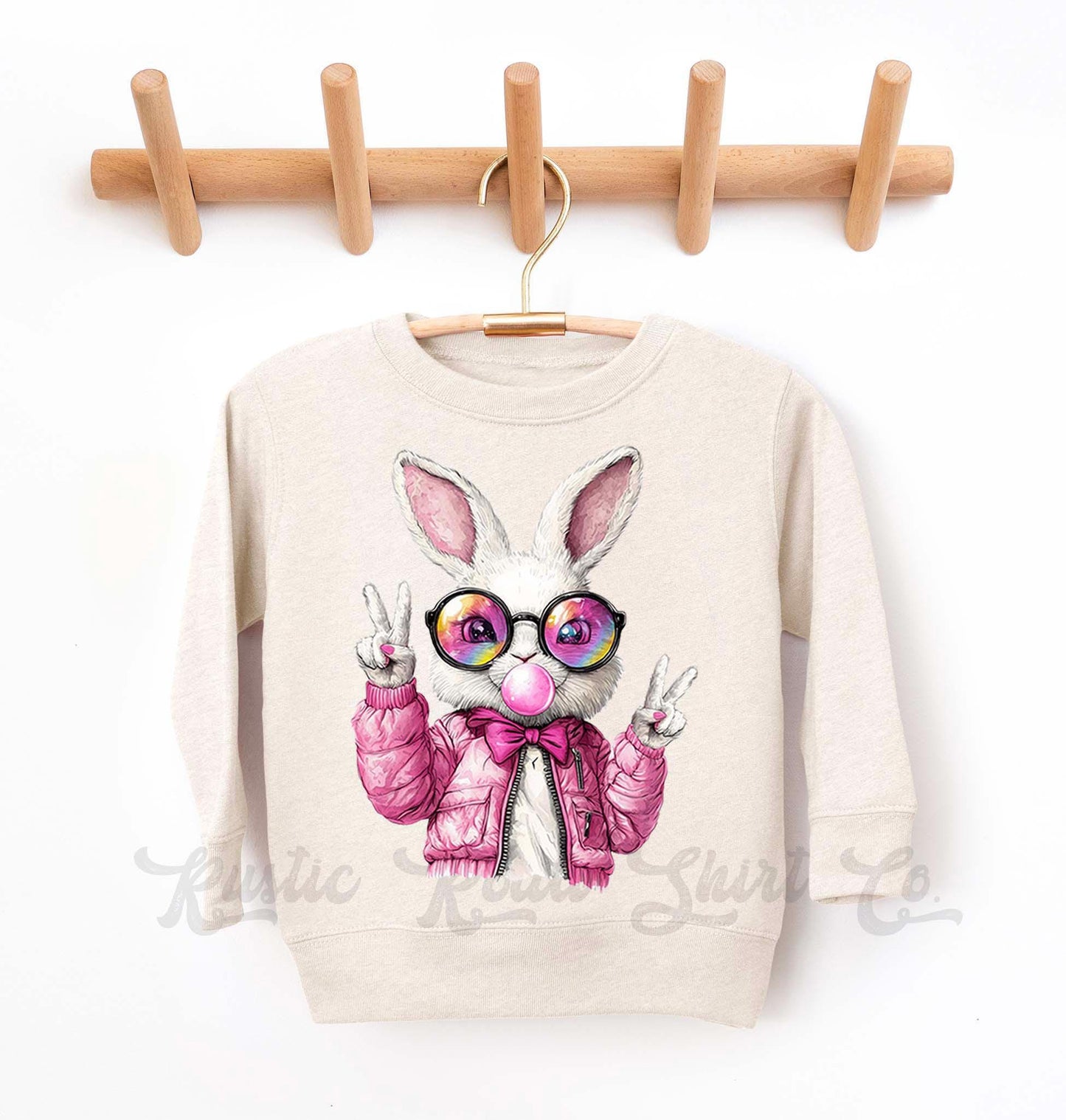 Easter Sweatshirt, Bubblegum Bunny Shirt, Girls Easter Sweatshirt, Toddler Easter Outfit, Easter Basket Gift 47
