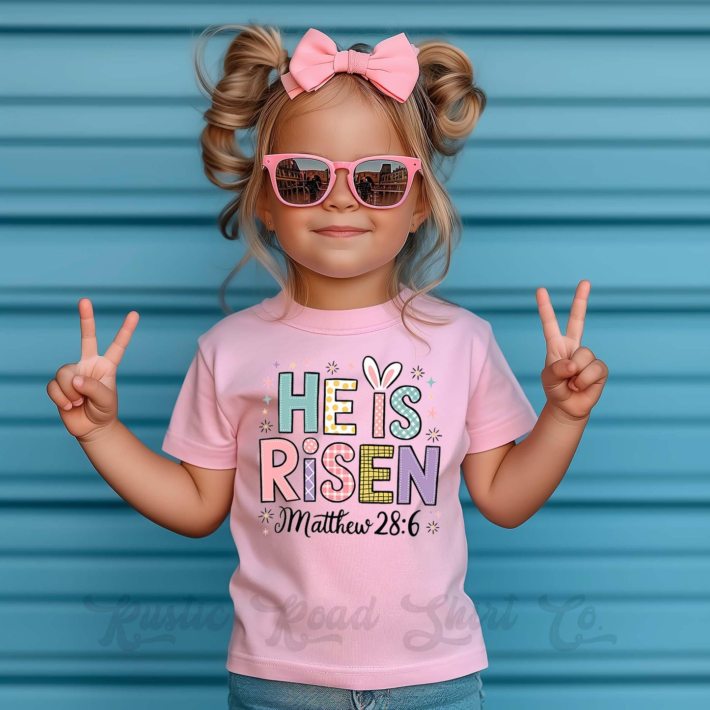Girls Easter Shirt, He is Risen Shirt, Toddler Easter Outfit, Easter Basket Gift 223