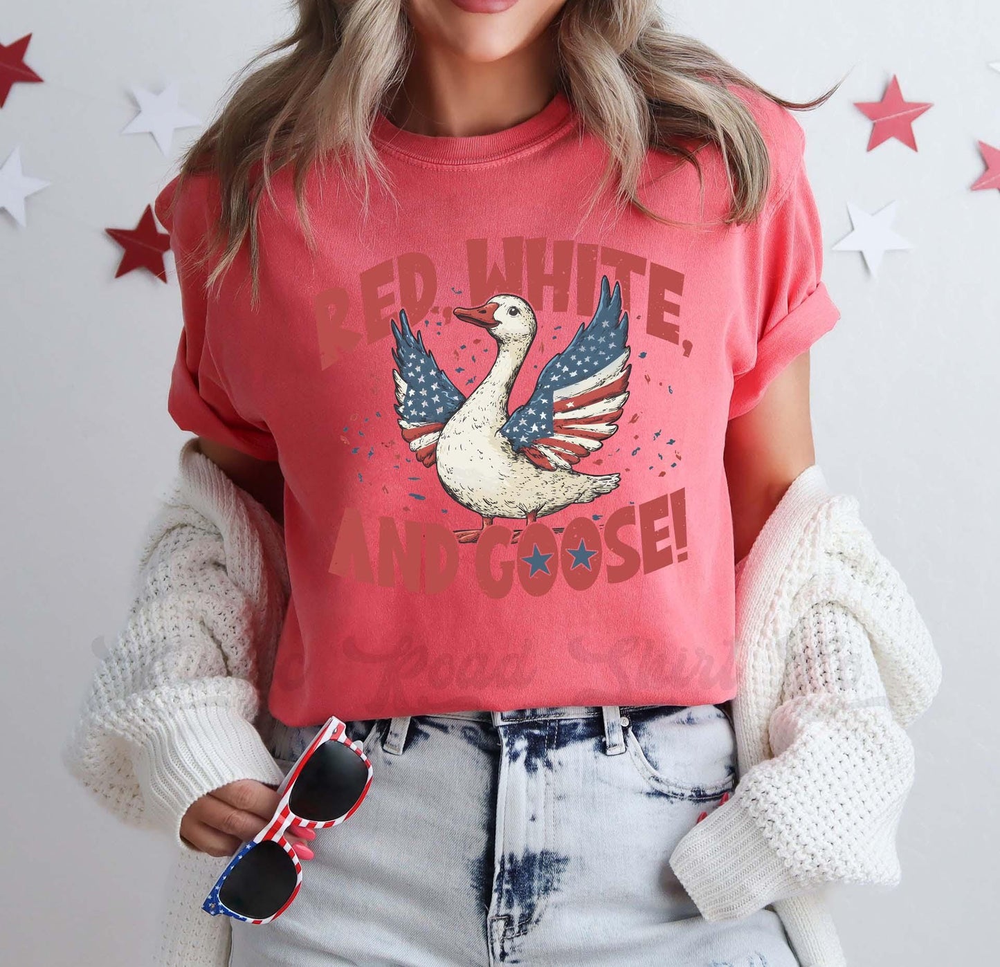 Fourth of July Shirt, Goose Shirt, Comfort Colors™ Shirt, 4th of July Shirt, Coquette Mama Shirt, Oversized 4th of July Shirt