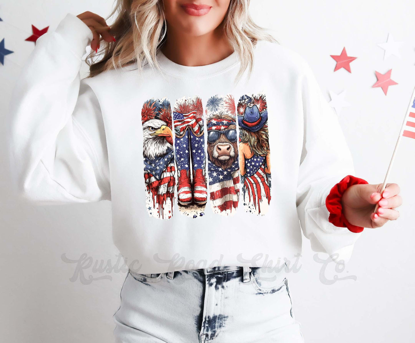 Western 4th of July Sweatshirt, USA Sweatshirt, Women's 4th of July, Fourth of July Sweatshirt, Patriotic Shirt
