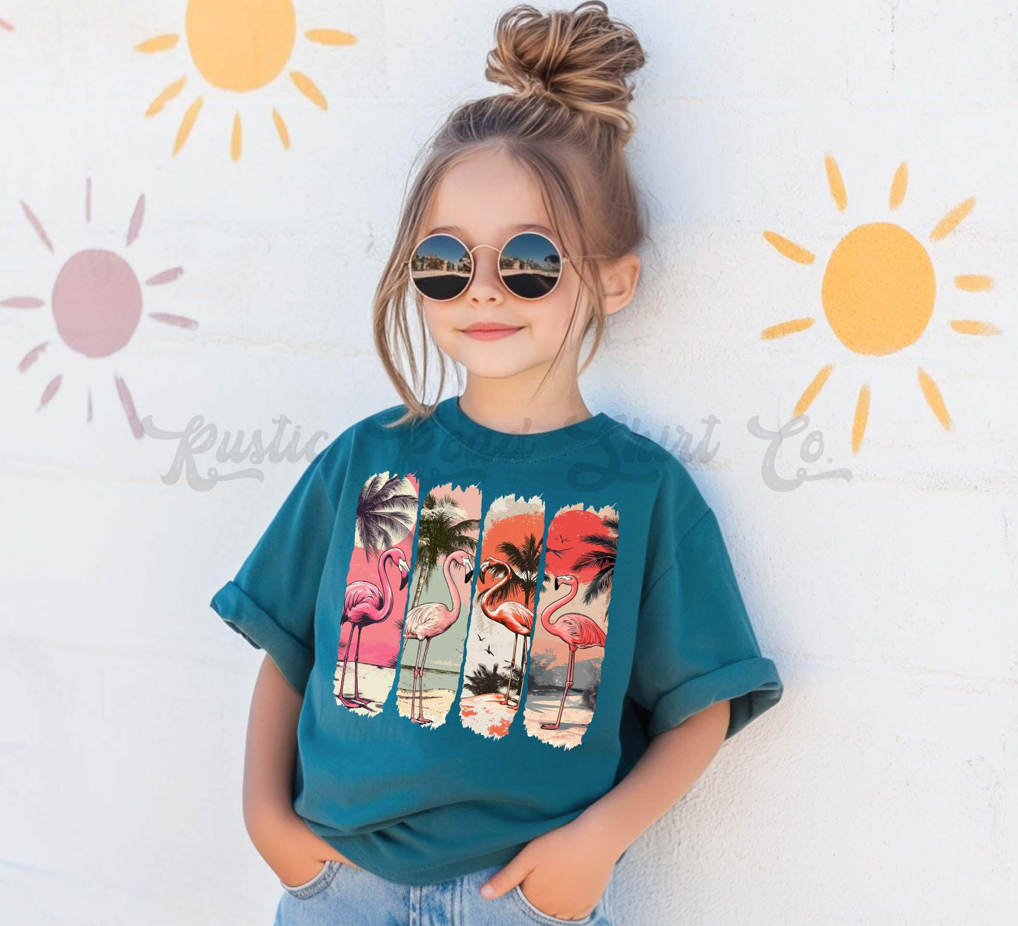 Beach Girls Shirt, Flamingo Shirt, Summer Girls Shirt, Beach Vacation Shirt, Retro 90s shirt, Summer Vacation Shirt,