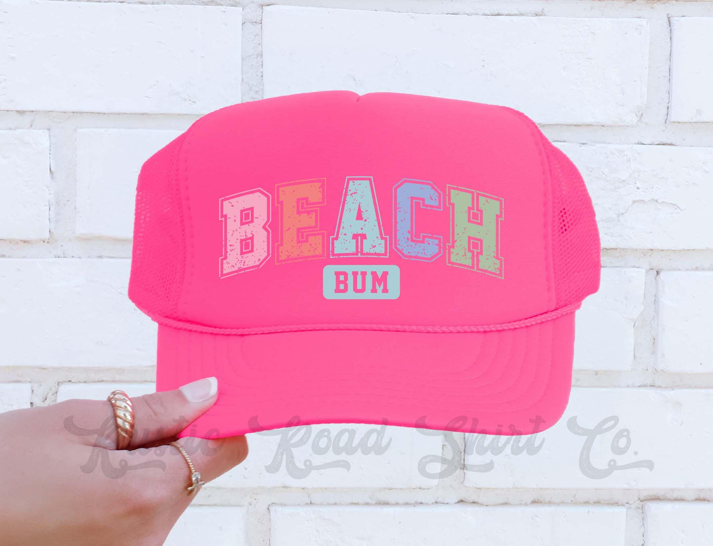 Beach Bum Hat, Lake Bum Hat, 90's Retro Neon Hat, Vintage Style Trucker Hat
