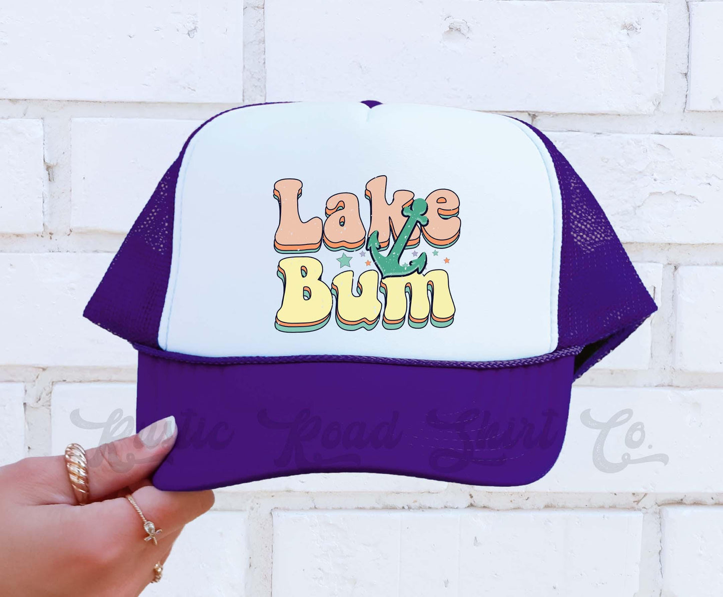 Lake Bum Trucker Hat, Summer Vibes Hat, 90's Retro Neon Hat, Vintage Style Trucker Hat