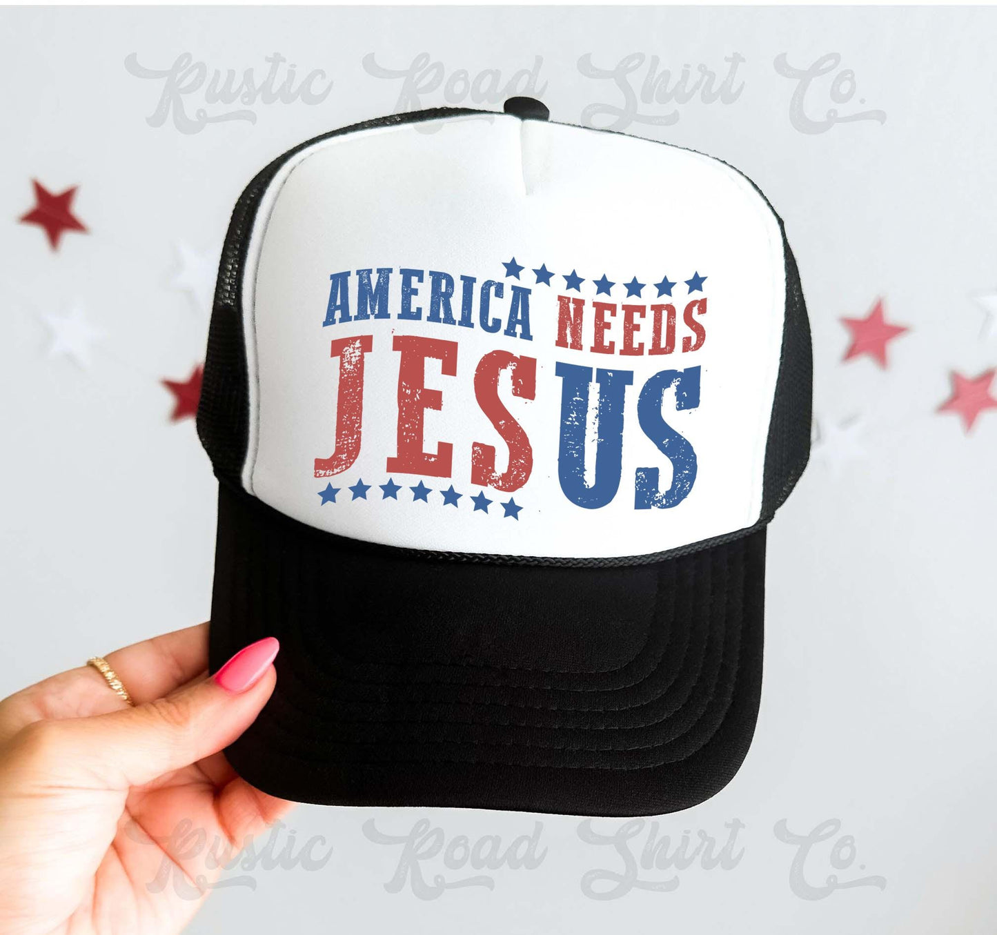 America Needs Jesus Hat, 4th of July Hat, USA Trucker Hat, Patriotic Hat, Summer Hat, Funny Trucker Hat
