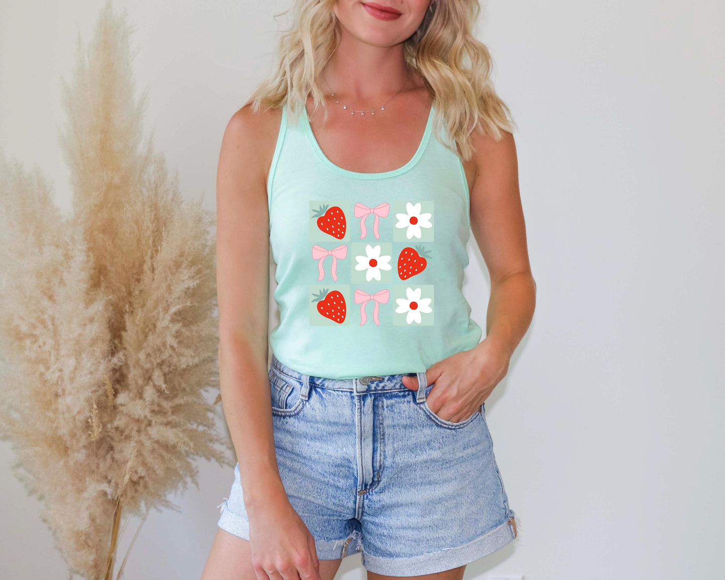 Summer Strawberry Tank Top, Strawberry Shirt, Summer Tank Top, Summer Vibes Tank Top