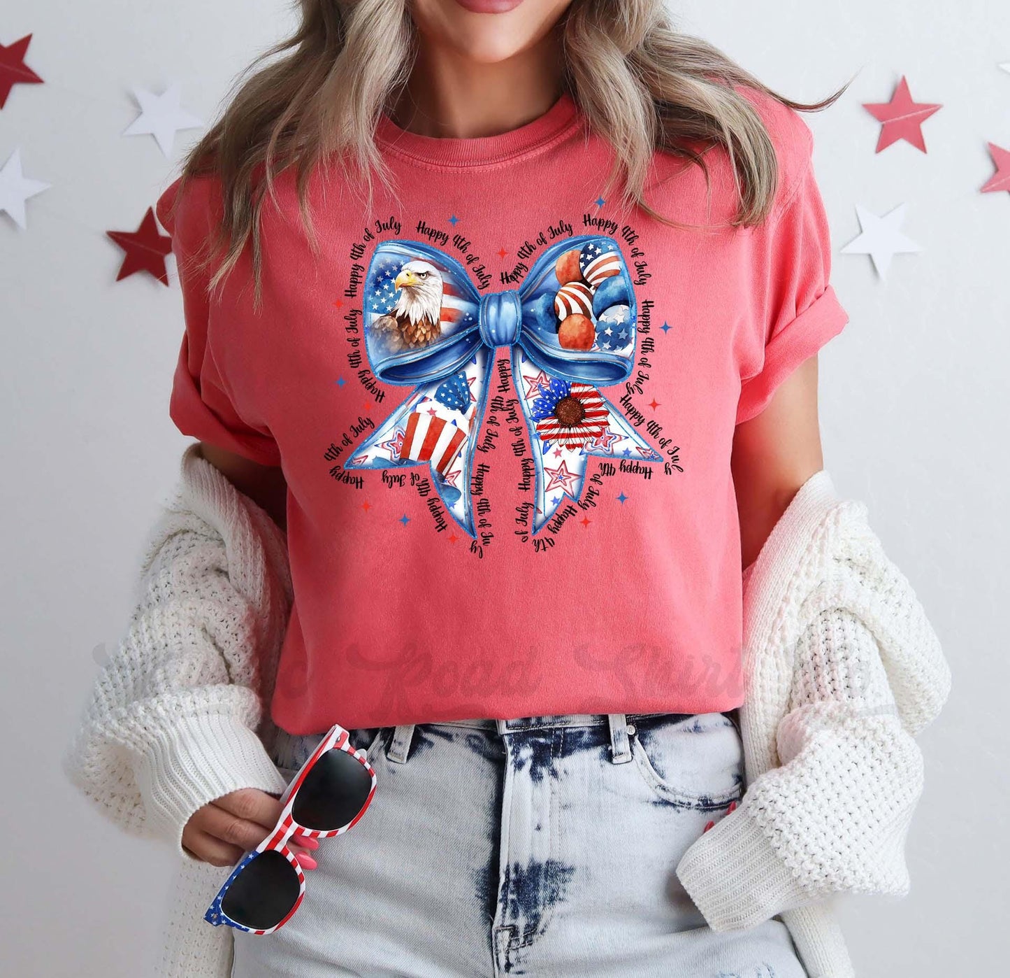 4th of July Bow Shirt, Fourth of July Shirt, Memorial Day Shirt, Comfort Colors™ Shirt, 4th of July Shirt,