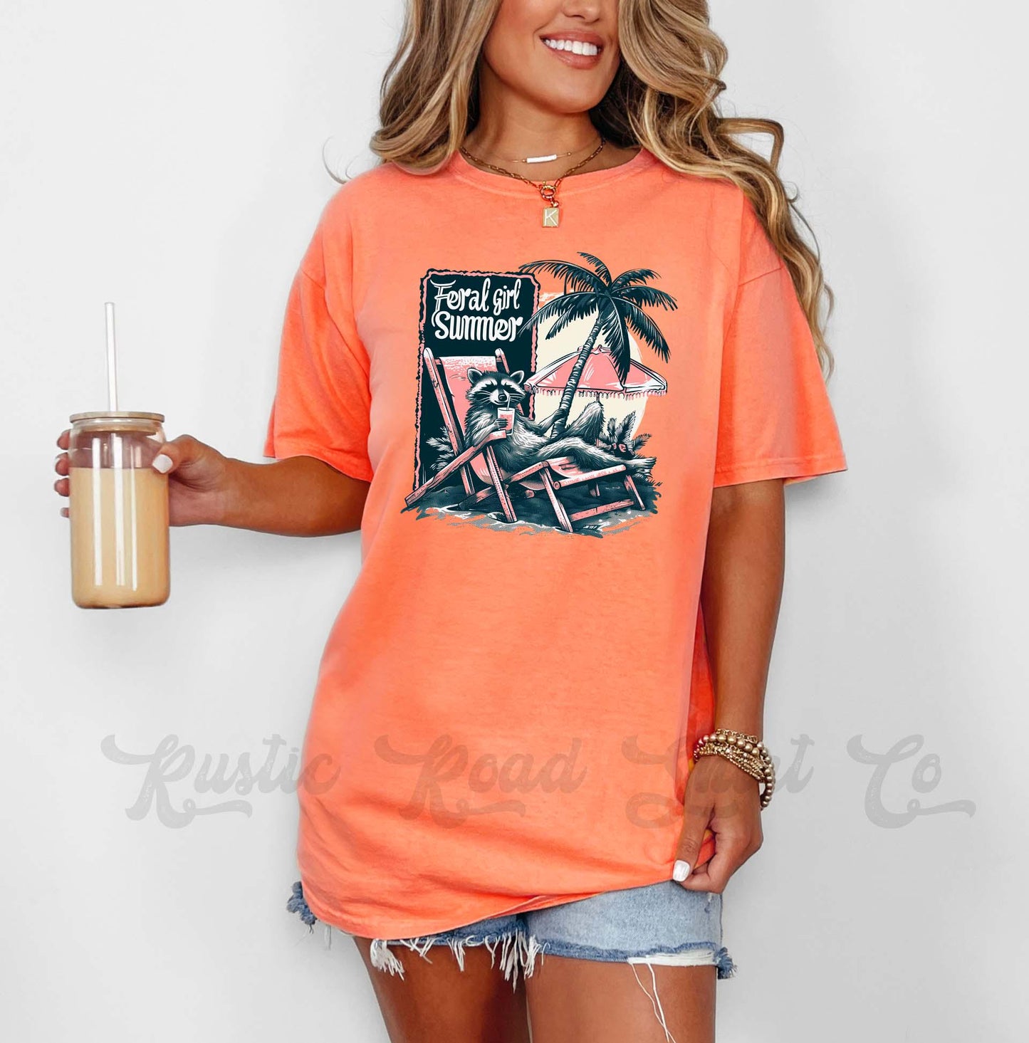 Feral Girl Summer Shirt, Comfort Colors® Shirt, Racoon Shirt, Summer Shirt, Oversized Shirt, Plus Sized Shirt
