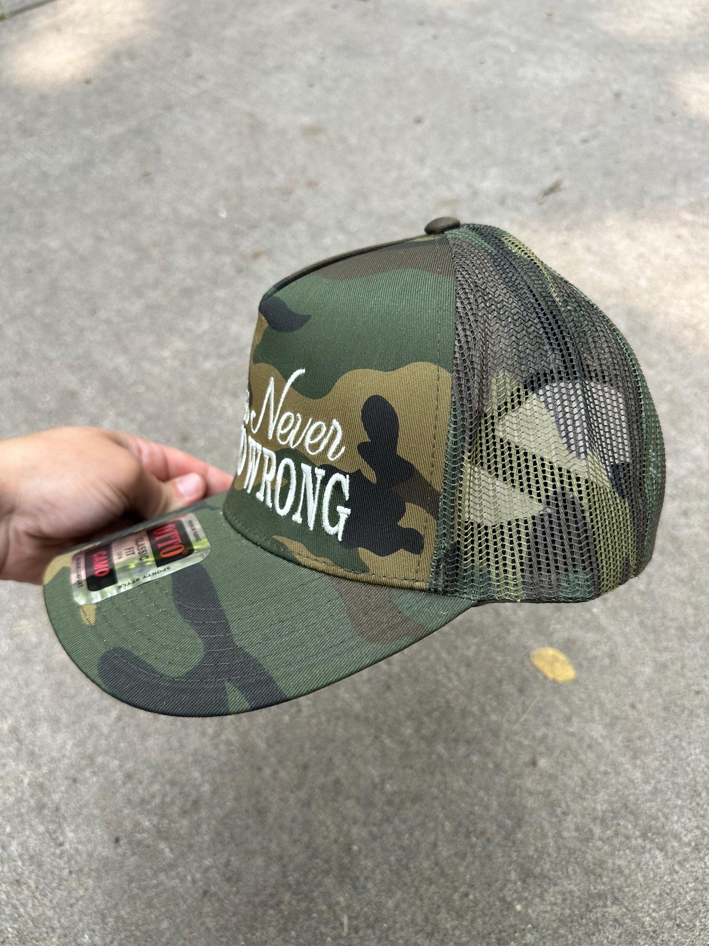 Miss Never Do No Wrong Hat, Camo Embroidered Trucker Hat, Embroidered Team Hat, Custom Trucker Hat