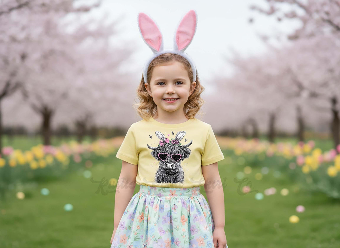 Girls Easter Bunny Shirt, Girls Cow Easter T-Shirt, Toddler Easter Outfit, Easter Basket Gift