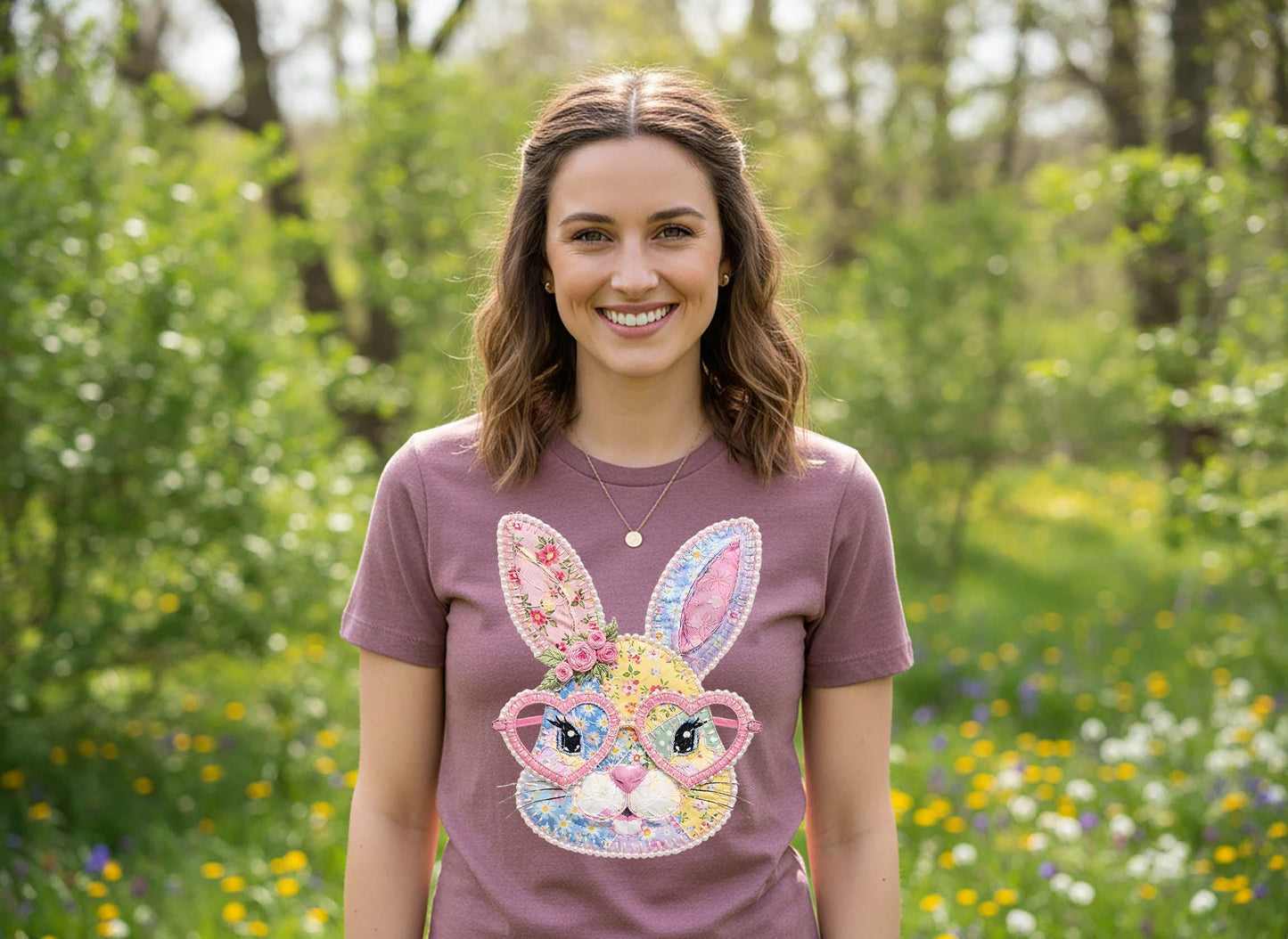 Easter Bunny Shirt, Faux Quilted Rabbit Shirt, Cute Bunny Shirt, Family Easter Shirt