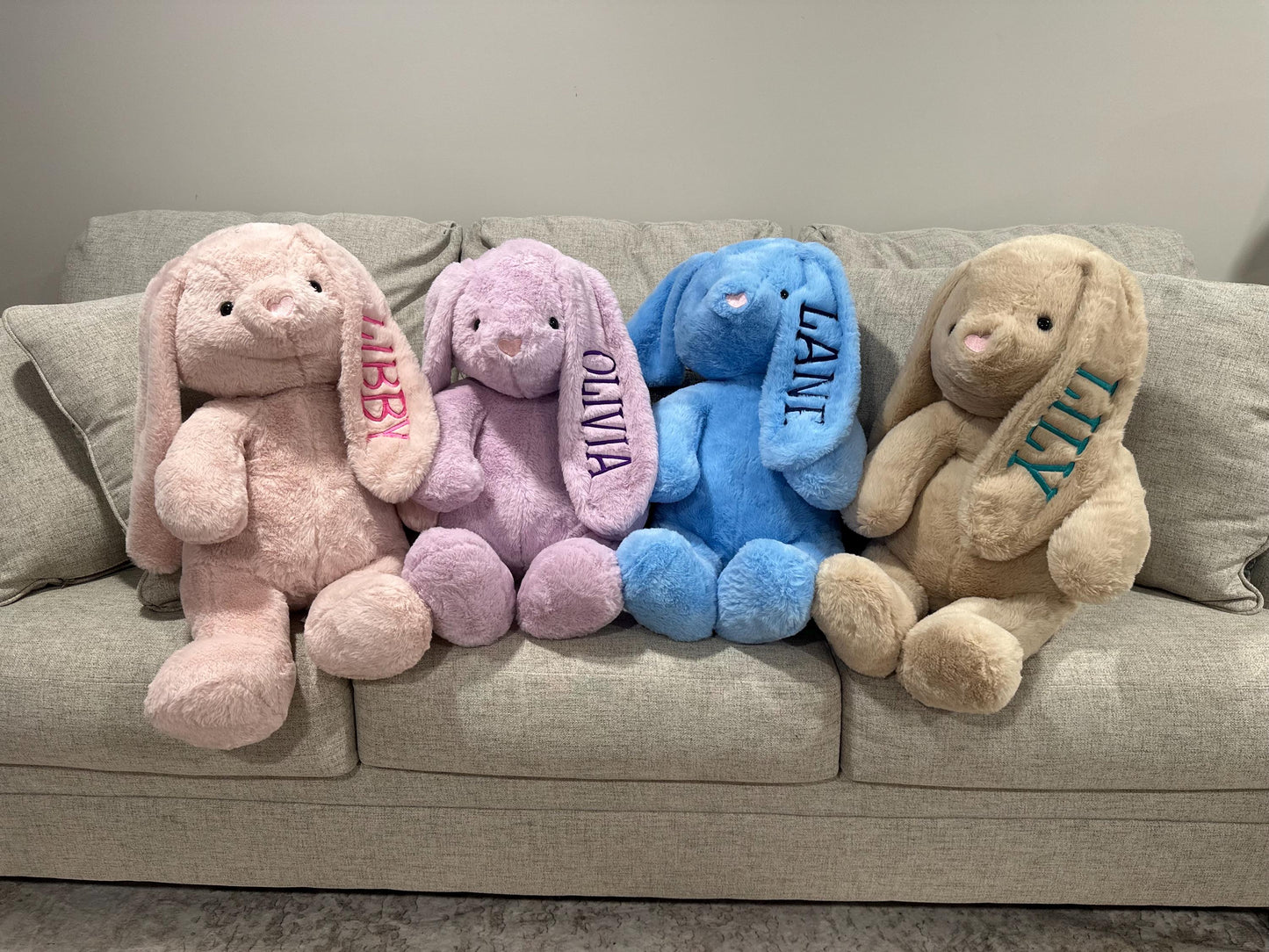 Personalized Easter Bunny, Embroidered Rabbit, Plush Stuffed Bunny