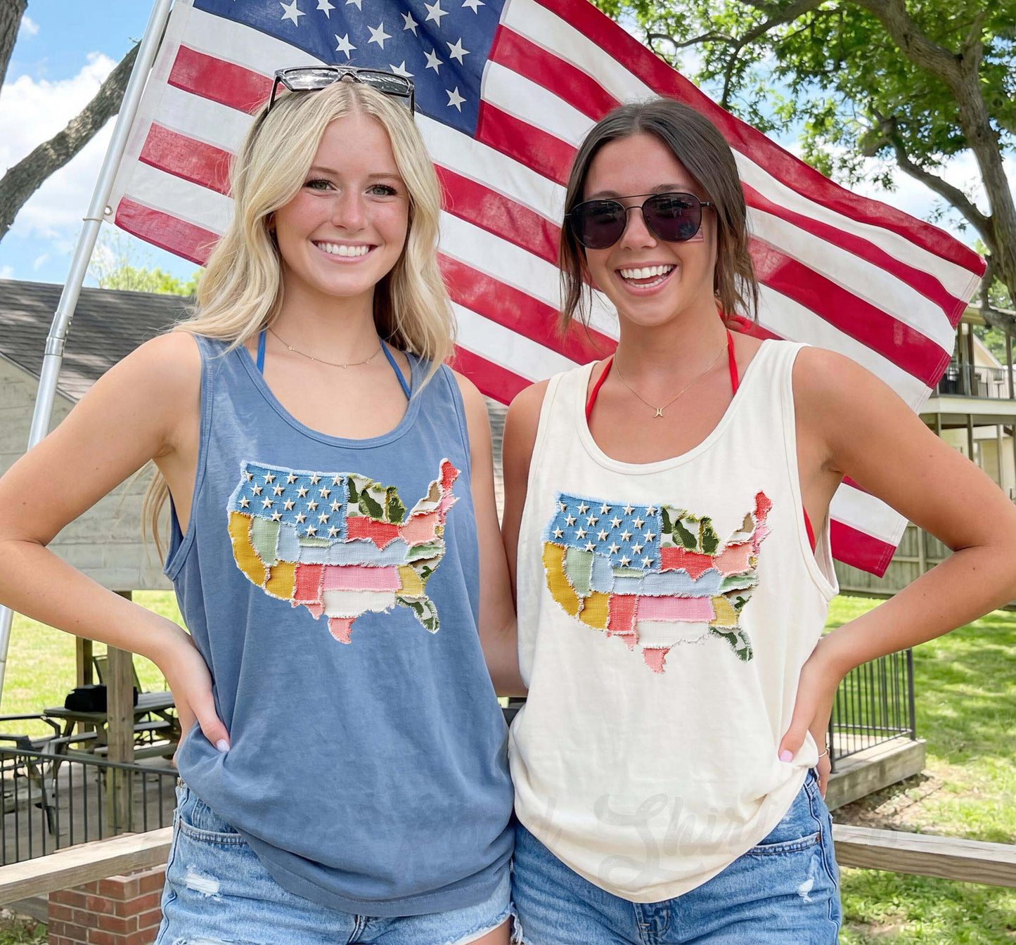 United States Faux Quilt Tank Top, 4th of July Tank, Comfort Colors Tank