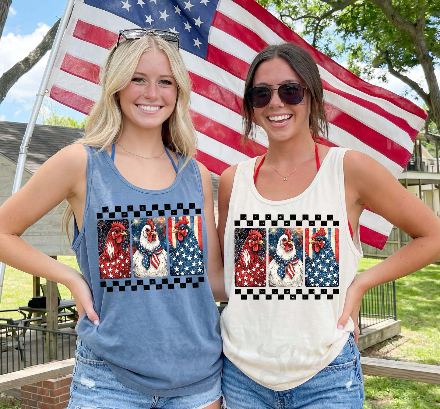 Chicken Fourth of July Tank Top, 4th of July Tank Top, Comfort Colors Tank Top