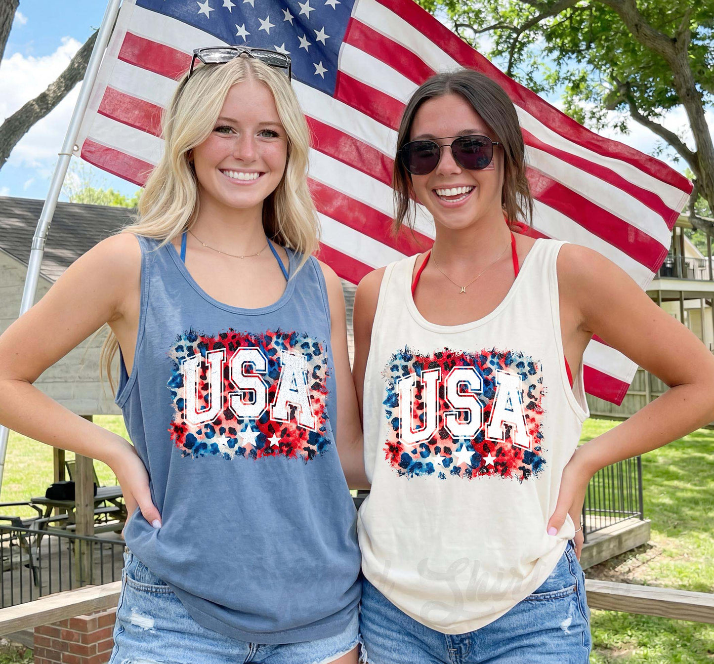 USA Retro Cheetah Tank Top, 4th of July Tank, Comfort Colors Tank