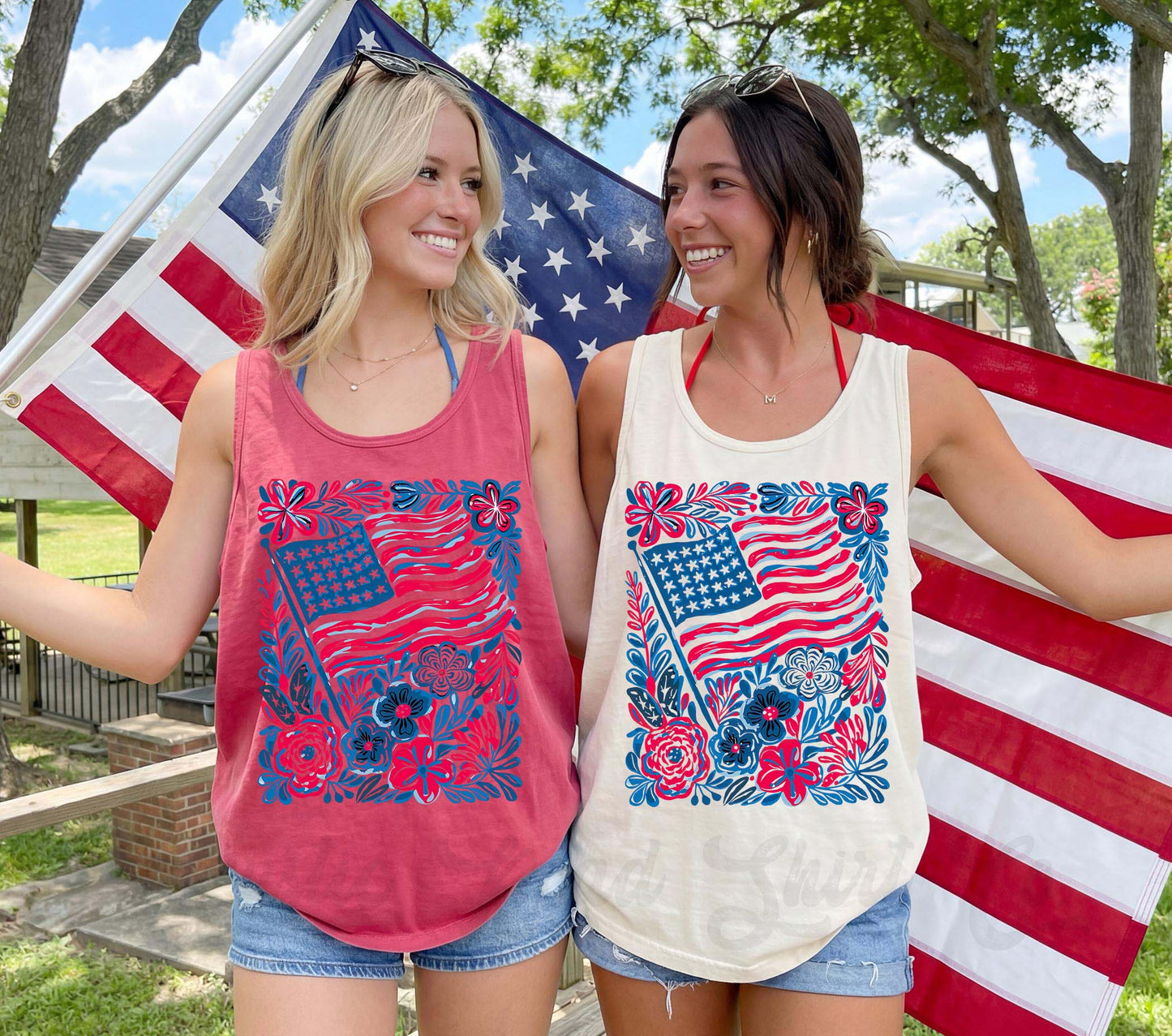 American Flag Faux Glitter Tank Top, 4th of July Tank Top, Comfort Colors Tank Top