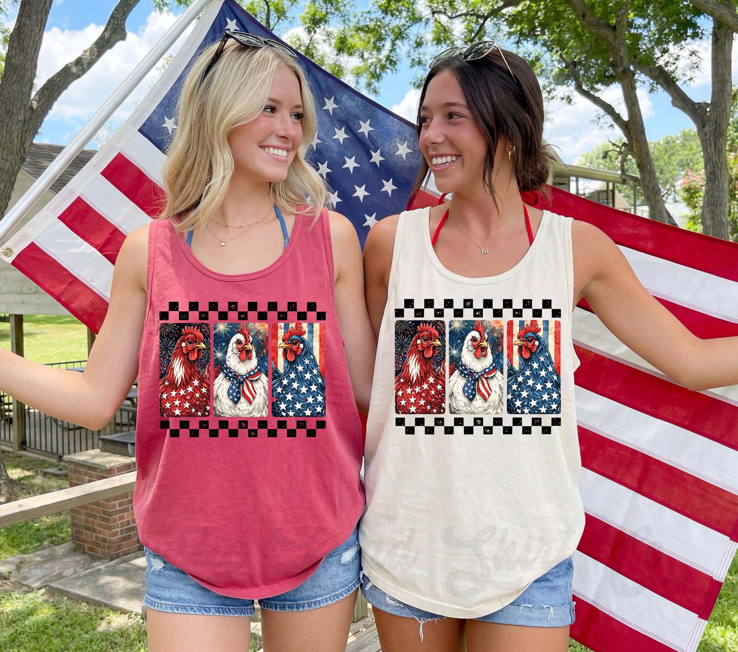 Chicken Fourth of July Tank Top, 4th of July Tank Top, Comfort Colors Tank Top