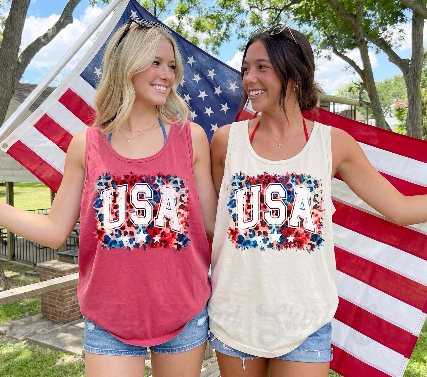 USA Retro Cheetah Tank Top, 4th of July Tank, Comfort Colors Tank