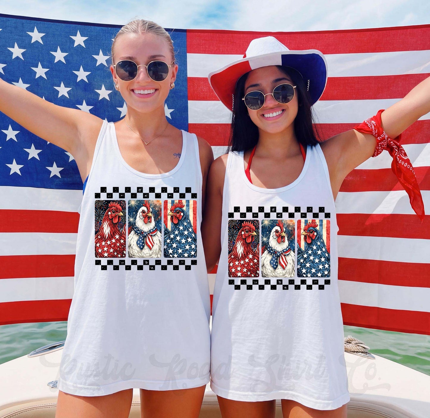 Chicken Fourth of July Tank Top, 4th of July Tank Top, Comfort Colors Tank Top