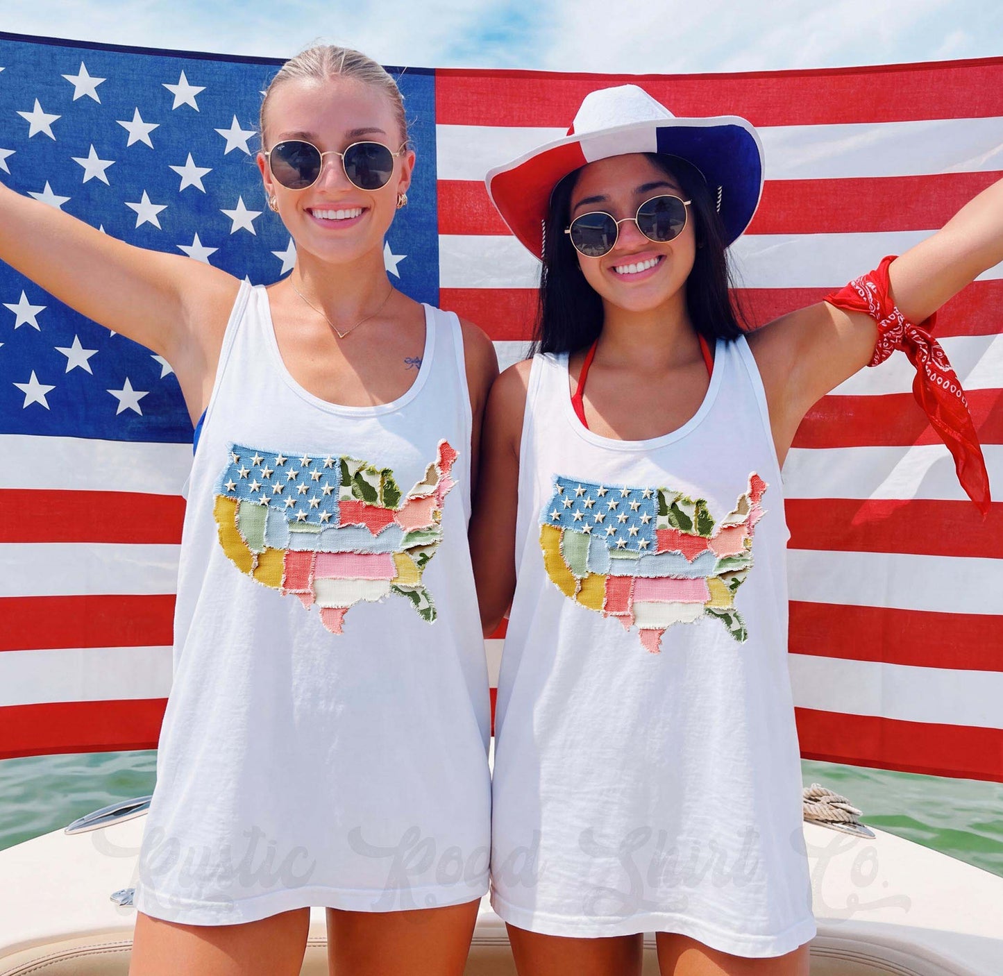 United States Faux Quilt Tank Top, 4th of July Tank, Comfort Colors Tank