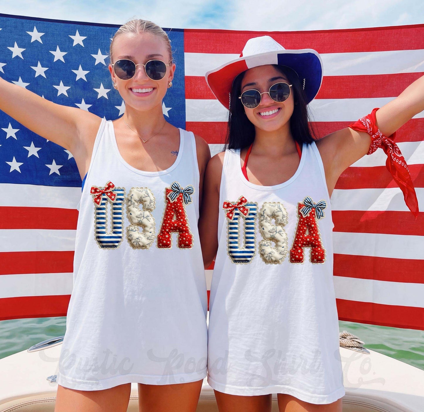 USA 4th of July Faux Quilt Tank Top, Patriotic Fourth of July Tank, Comfort Colors Tank
