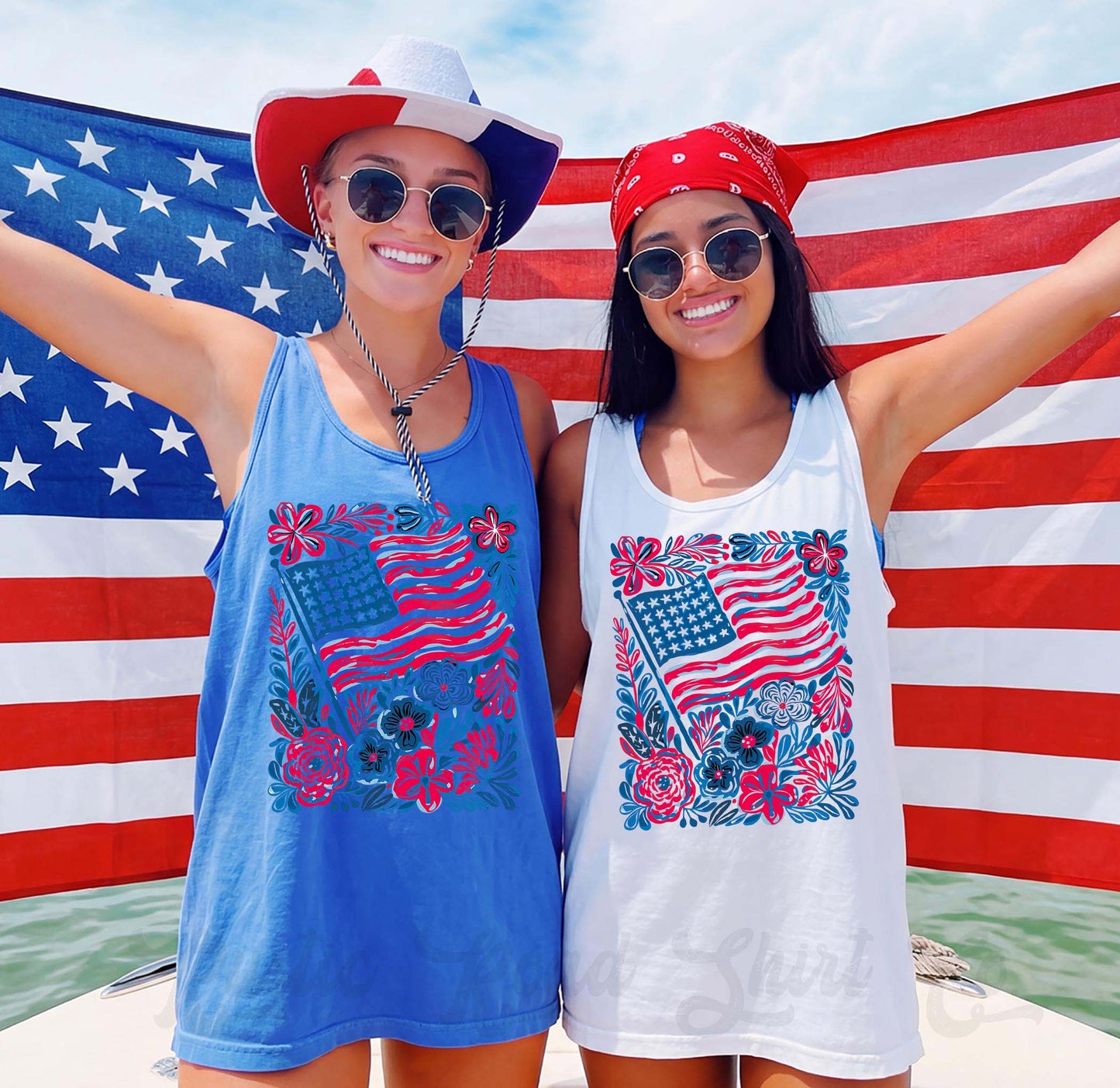 American Flag Faux Glitter Tank Top, 4th of July Tank Top, Comfort Colors Tank Top