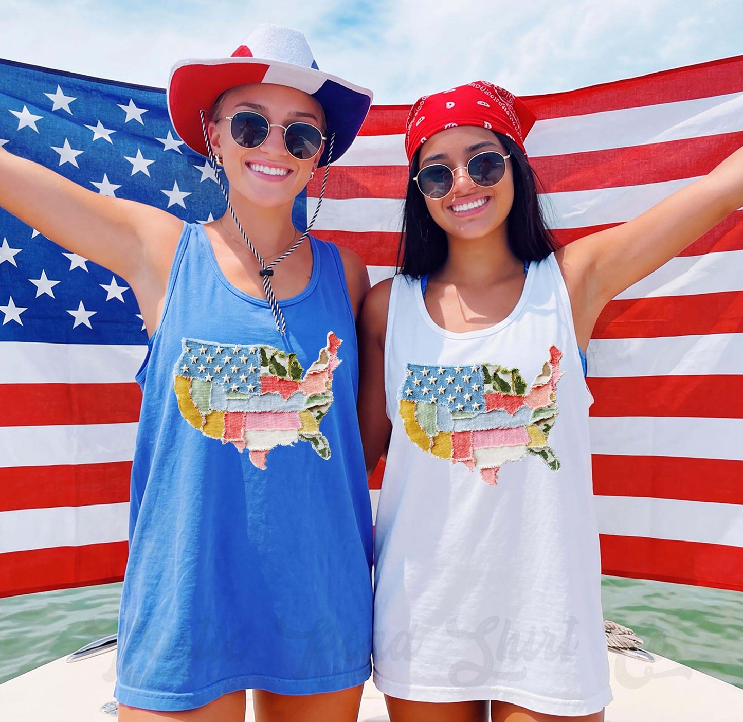 United States Faux Quilt Tank Top, 4th of July Tank, Comfort Colors Tank