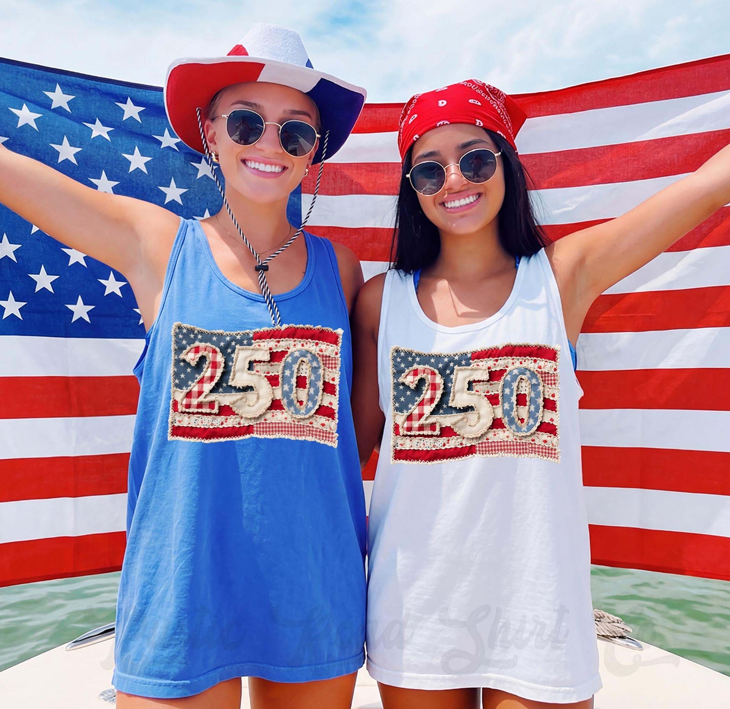 250 Years America Faux Quilt Tank Top, 4th of July Tank Top, Comfort Colors Tank Top