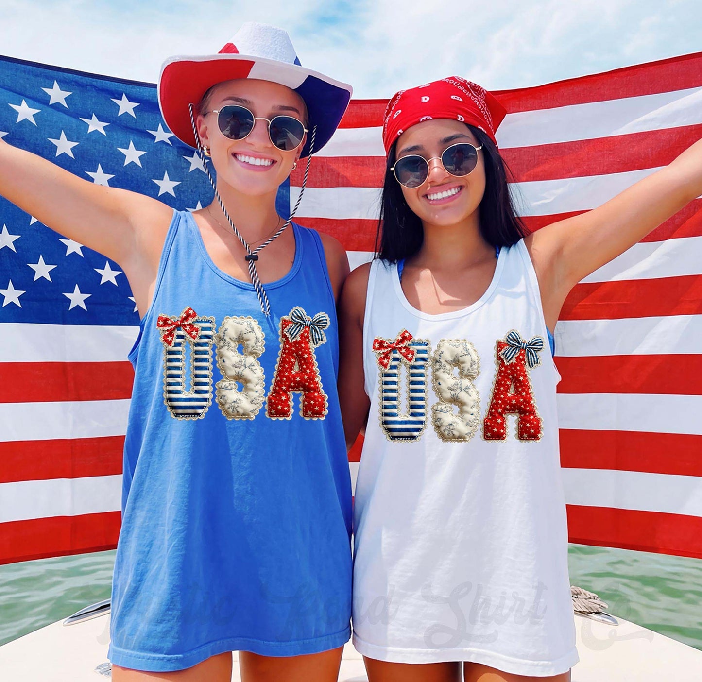 USA 4th of July Faux Quilt Tank Top, Patriotic Fourth of July Tank, Comfort Colors Tank