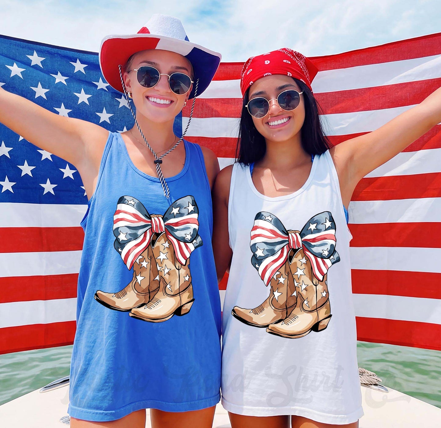 Western Cowgirl America Tank Top, 4th of July Tank Top, Comfort Colors Tank Top