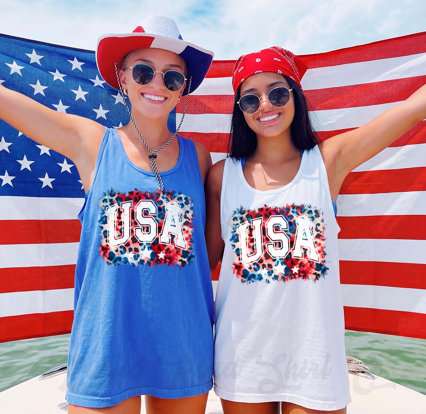USA Retro Cheetah Tank Top, 4th of July Tank, Comfort Colors Tank