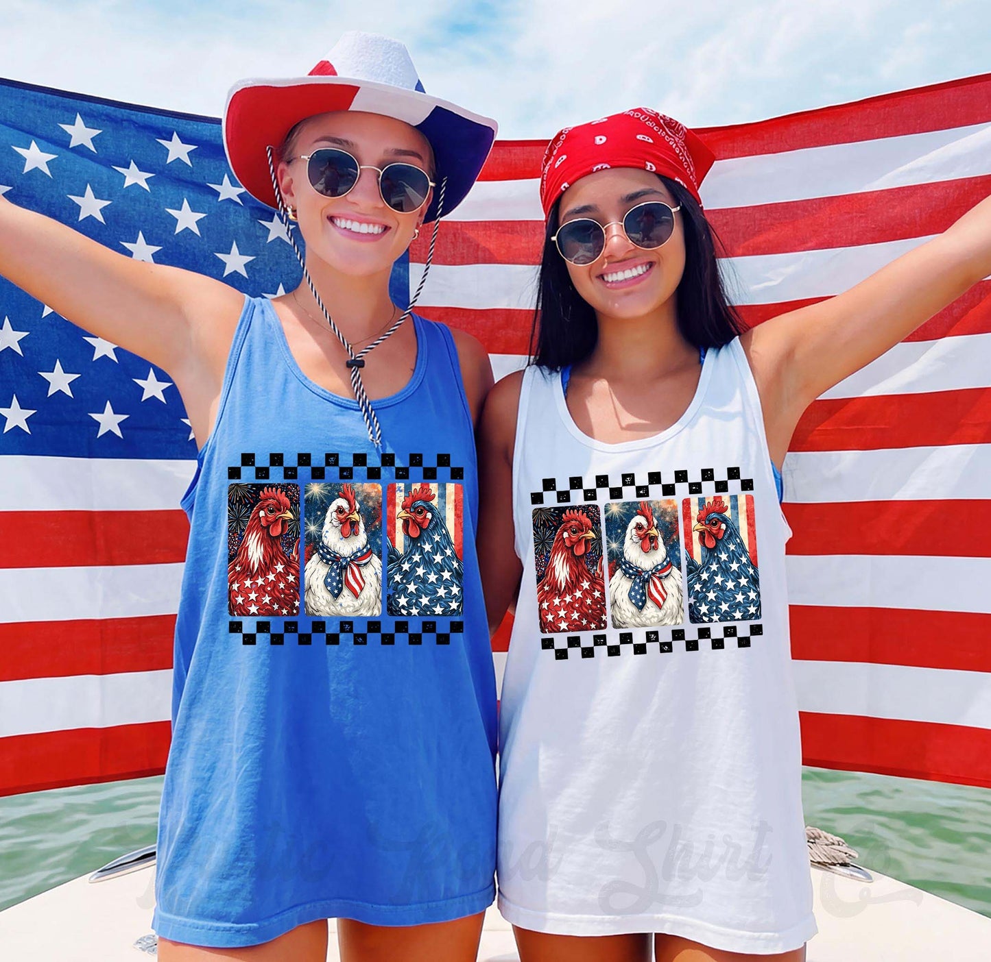 Chicken Fourth of July Tank Top, 4th of July Tank Top, Comfort Colors Tank Top