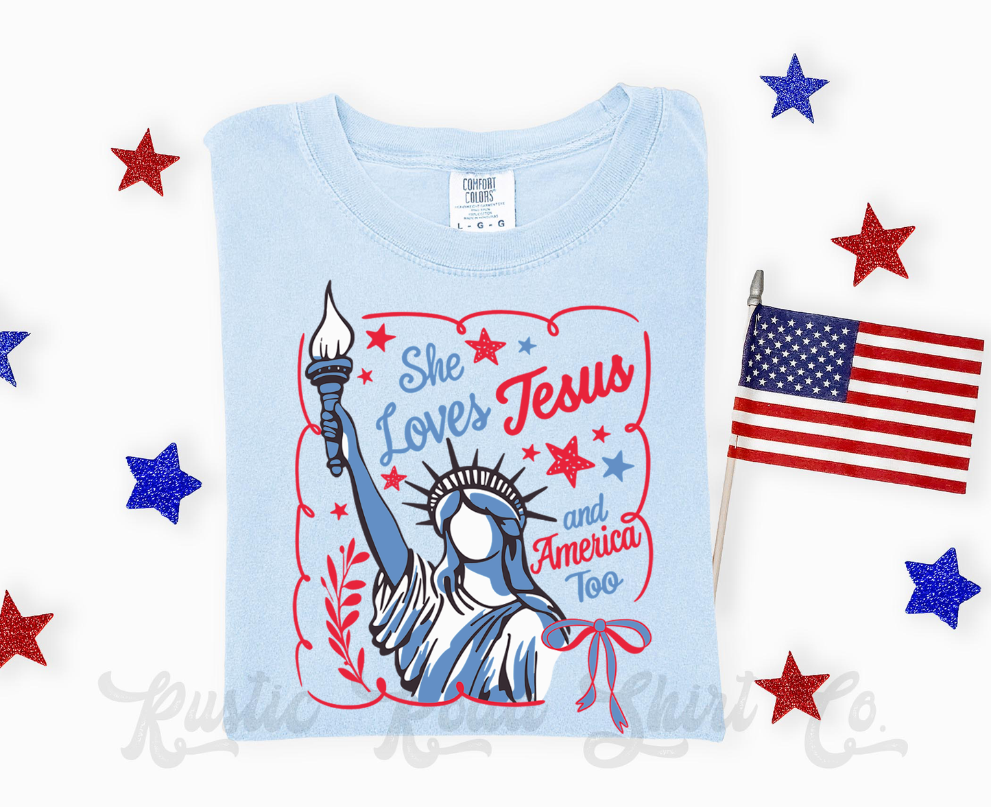 She Loves America and Jesus Too Shirt, 4th of July Shirt, Comfort Colors Shirt