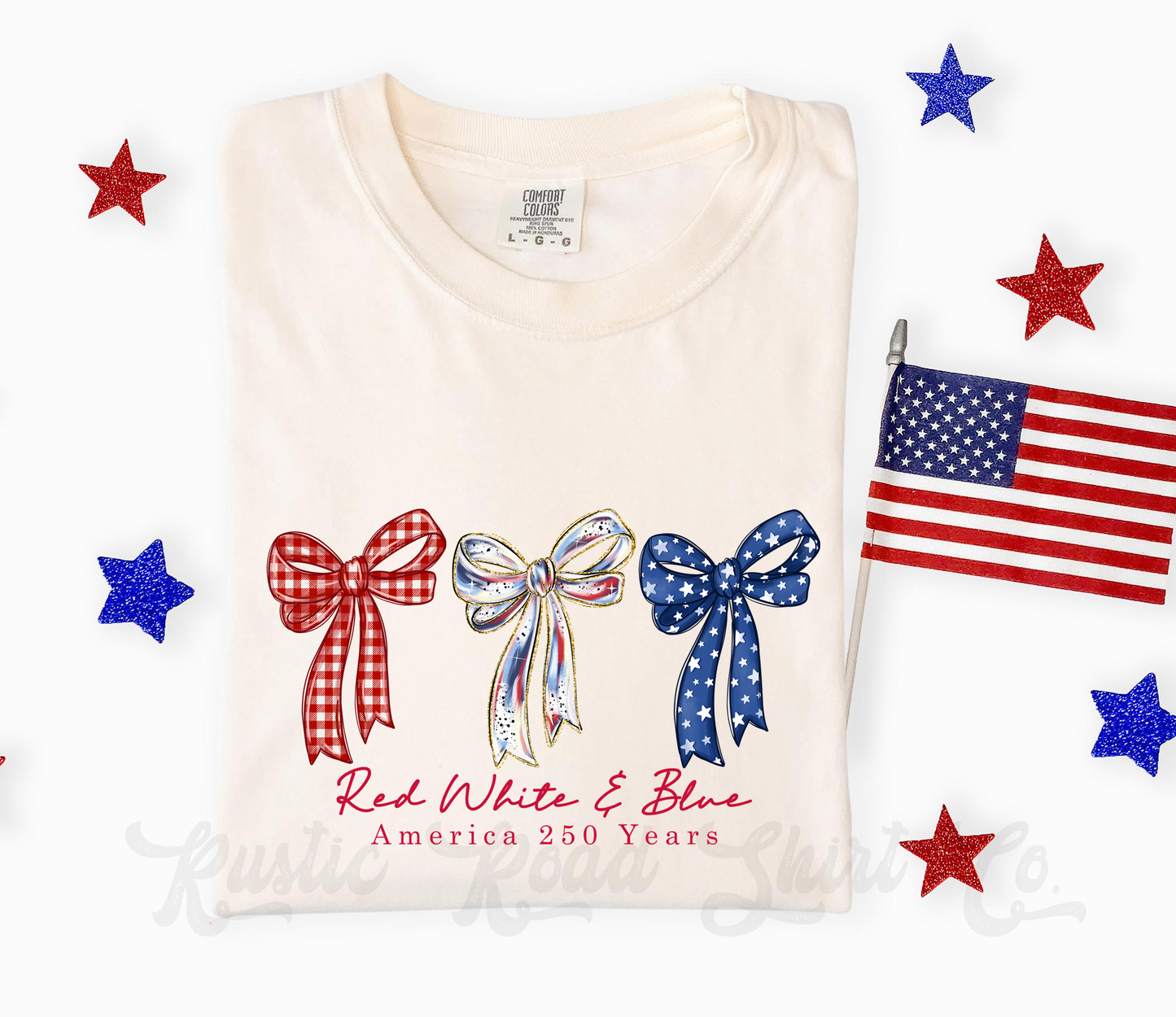 Red White and Blue Bows Shirt, 4th of July Shirt, Comfort Colors Shirt