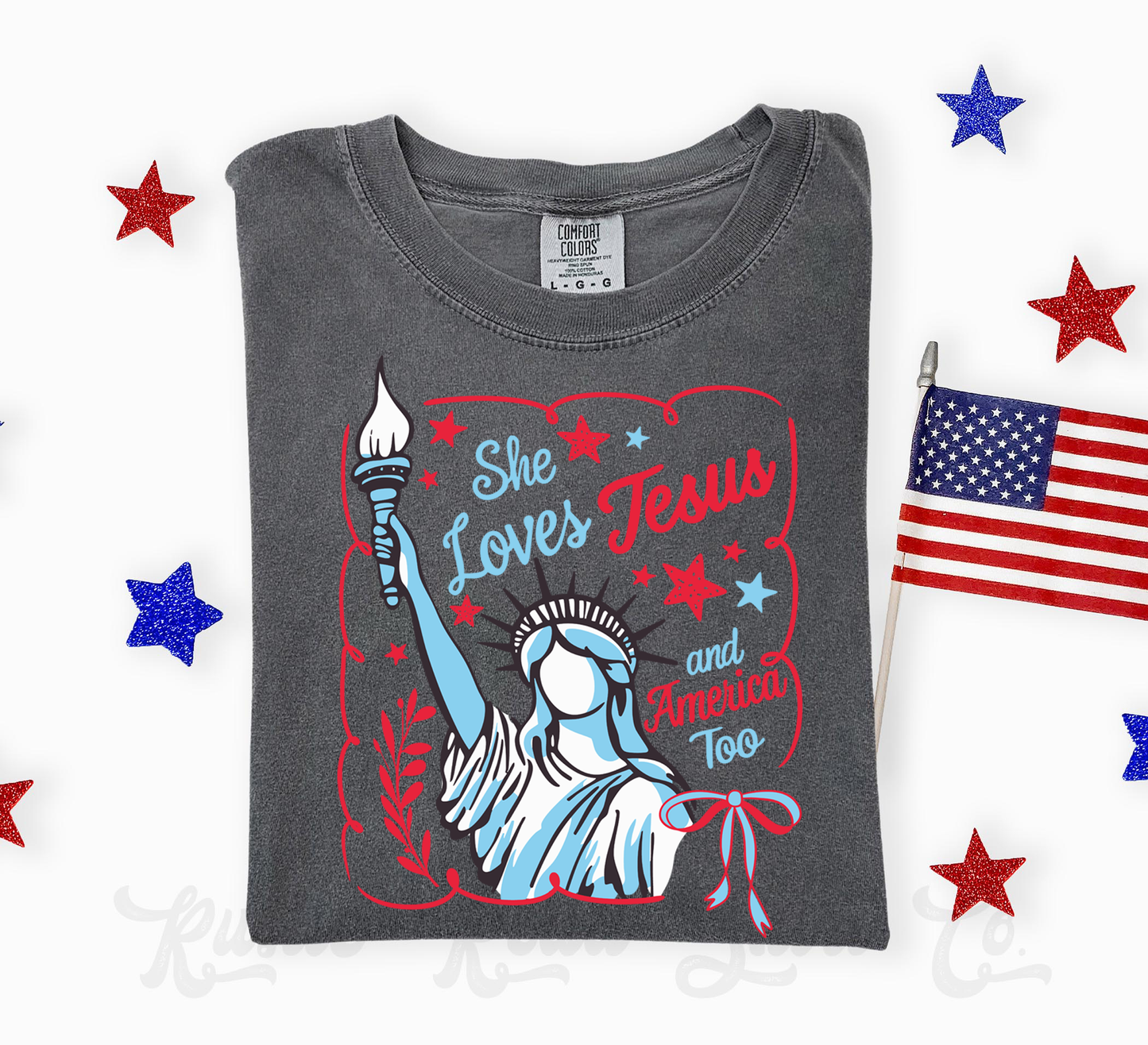 She Loves America and Jesus Too Shirt, 4th of July Shirt, Comfort Colors Shirt