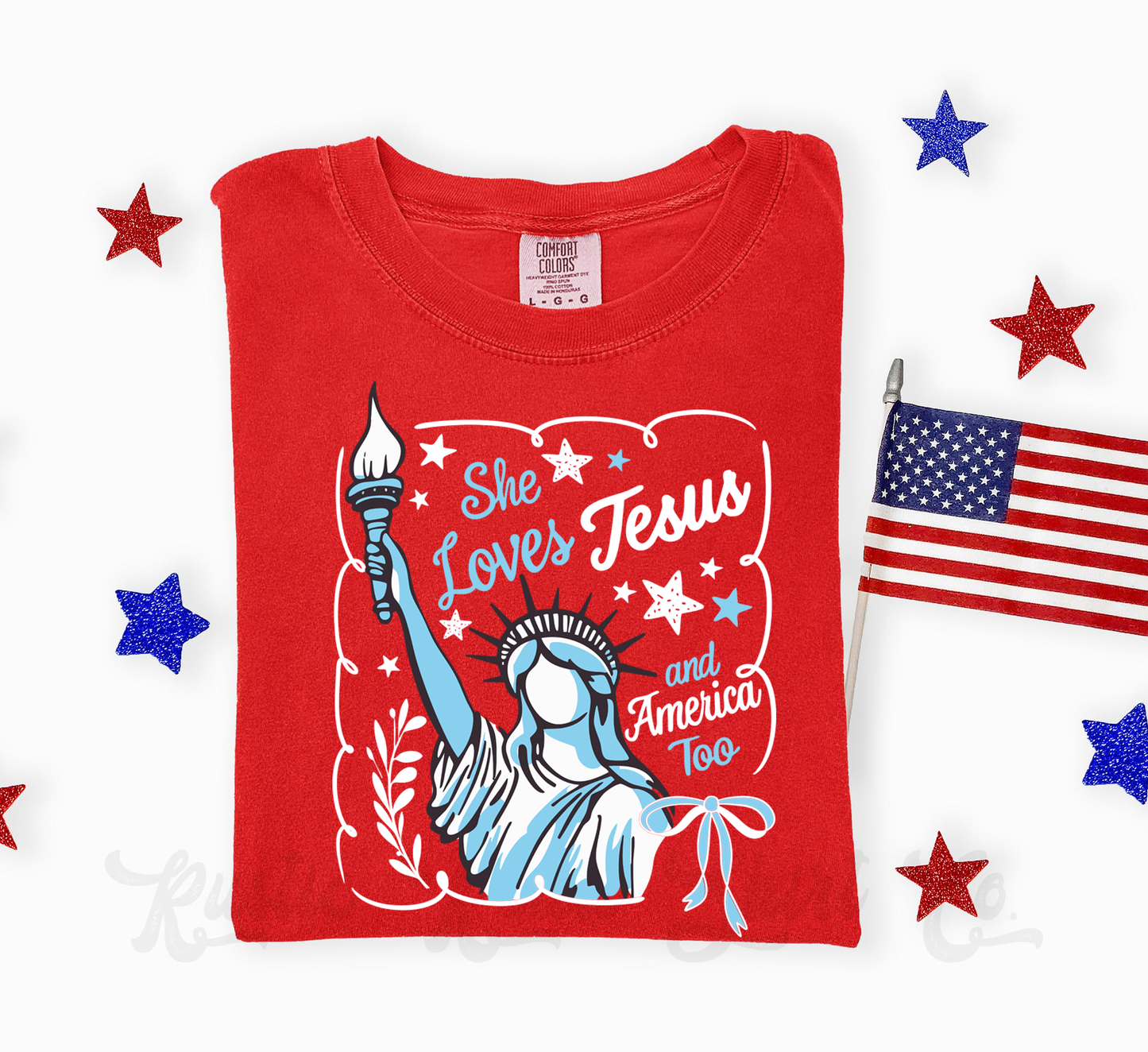 She Loves America and Jesus Too Shirt, 4th of July Shirt, Comfort Colors Shirt