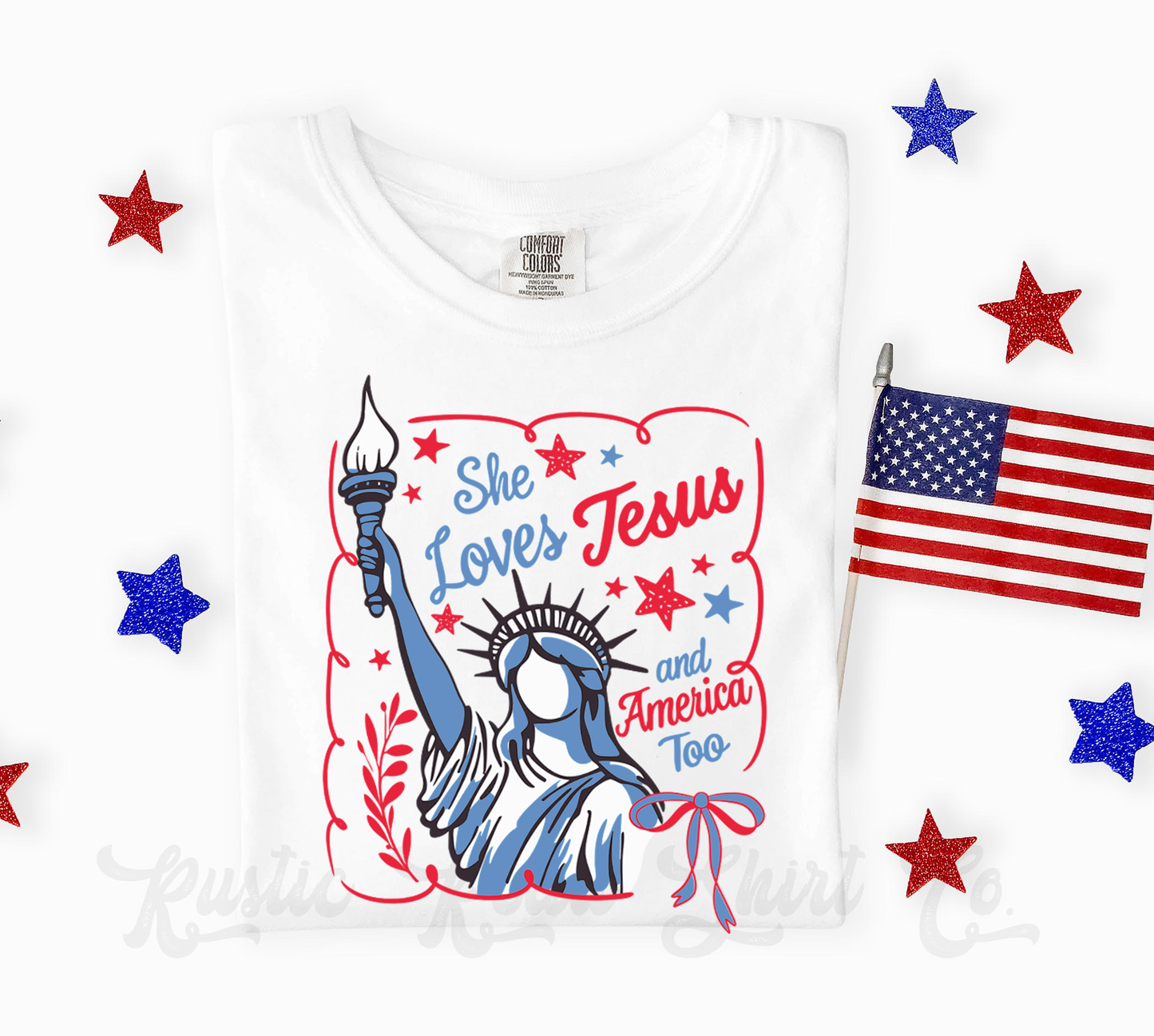 She Loves America and Jesus Too Shirt, 4th of July Shirt, Comfort Colors Shirt