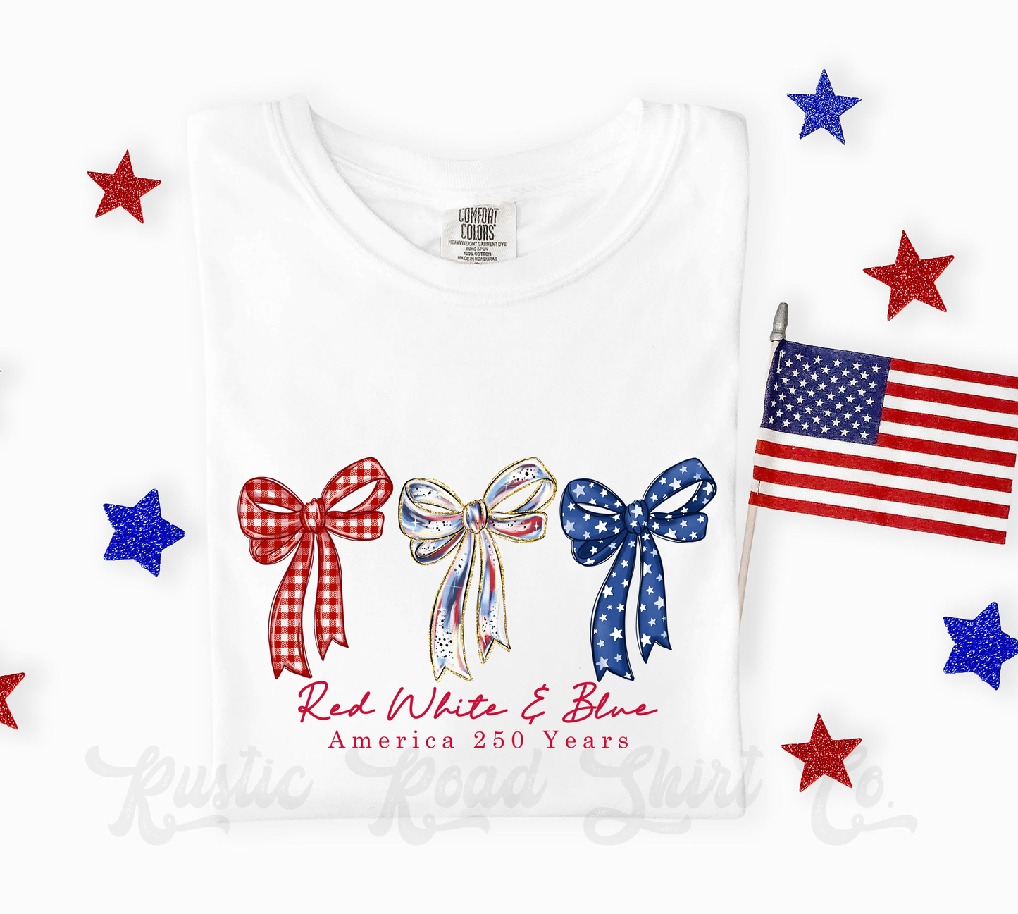 Red White and Blue Bows Shirt, 4th of July Shirt, Comfort Colors Shirt
