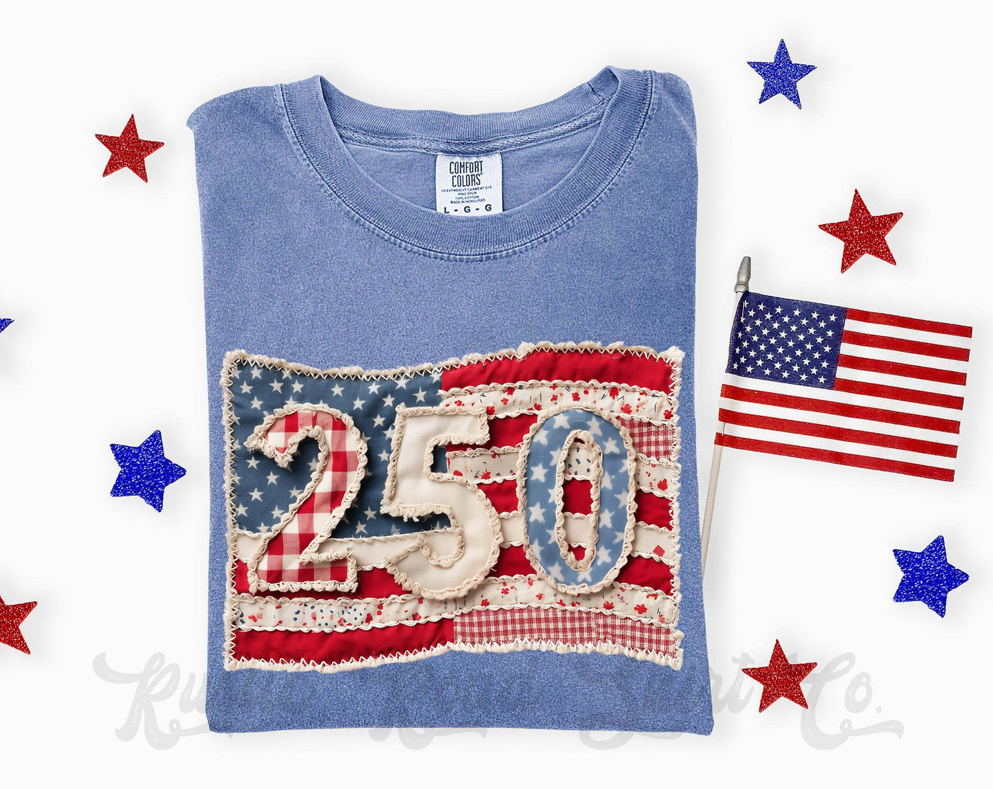 250 Years America Faux Quilt Shirt, 4th of July Shirt, Comfort Colors Shirt