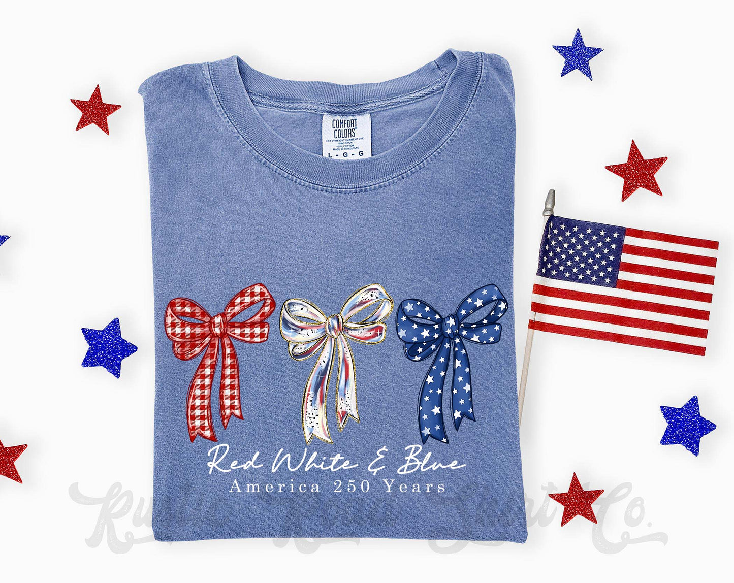 Red White and Blue Bows Shirt, 4th of July Shirt, Comfort Colors Shirt