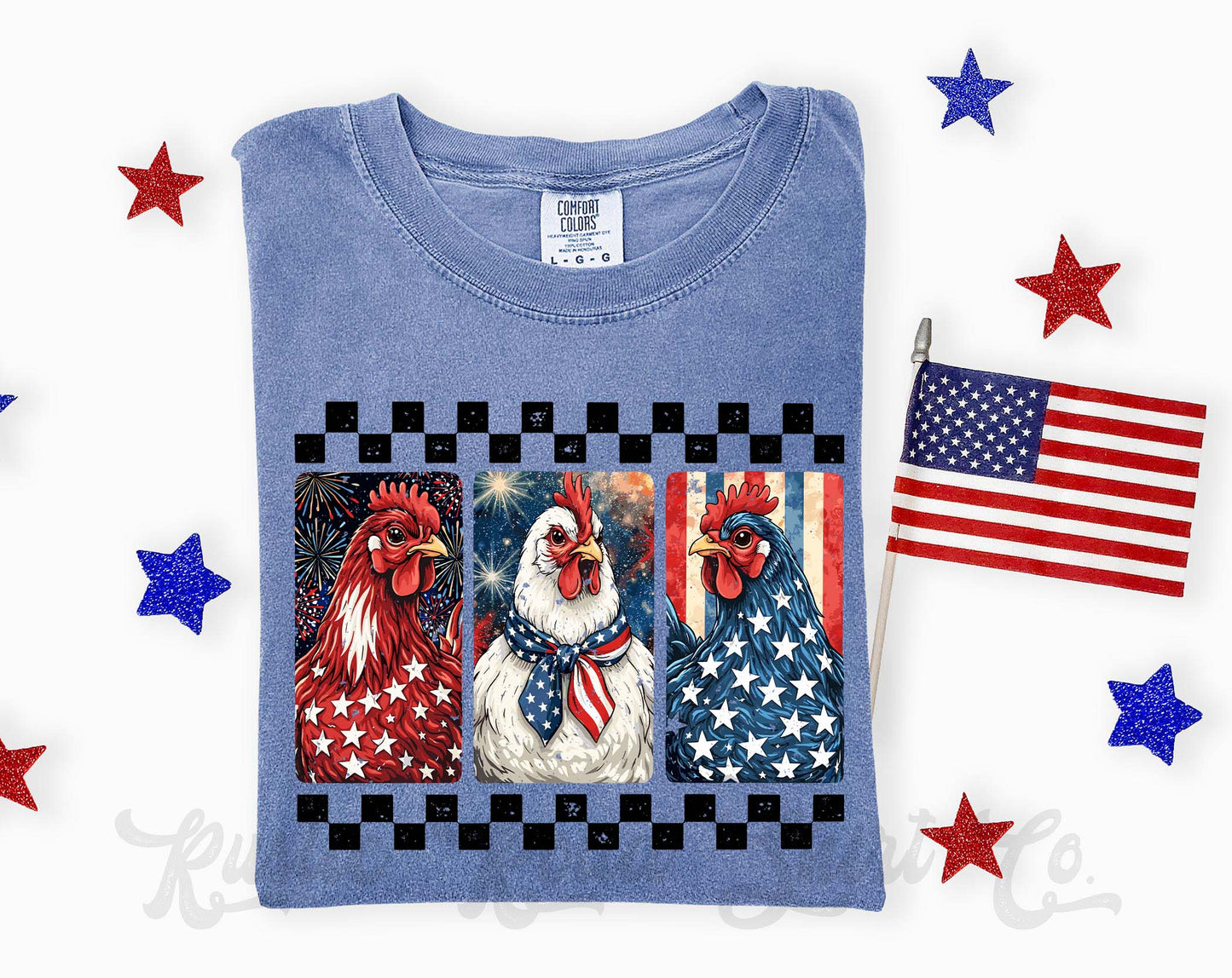 Chicken 4th of July Shirt, 4th of July Shirt, Comfort Colors Shirt