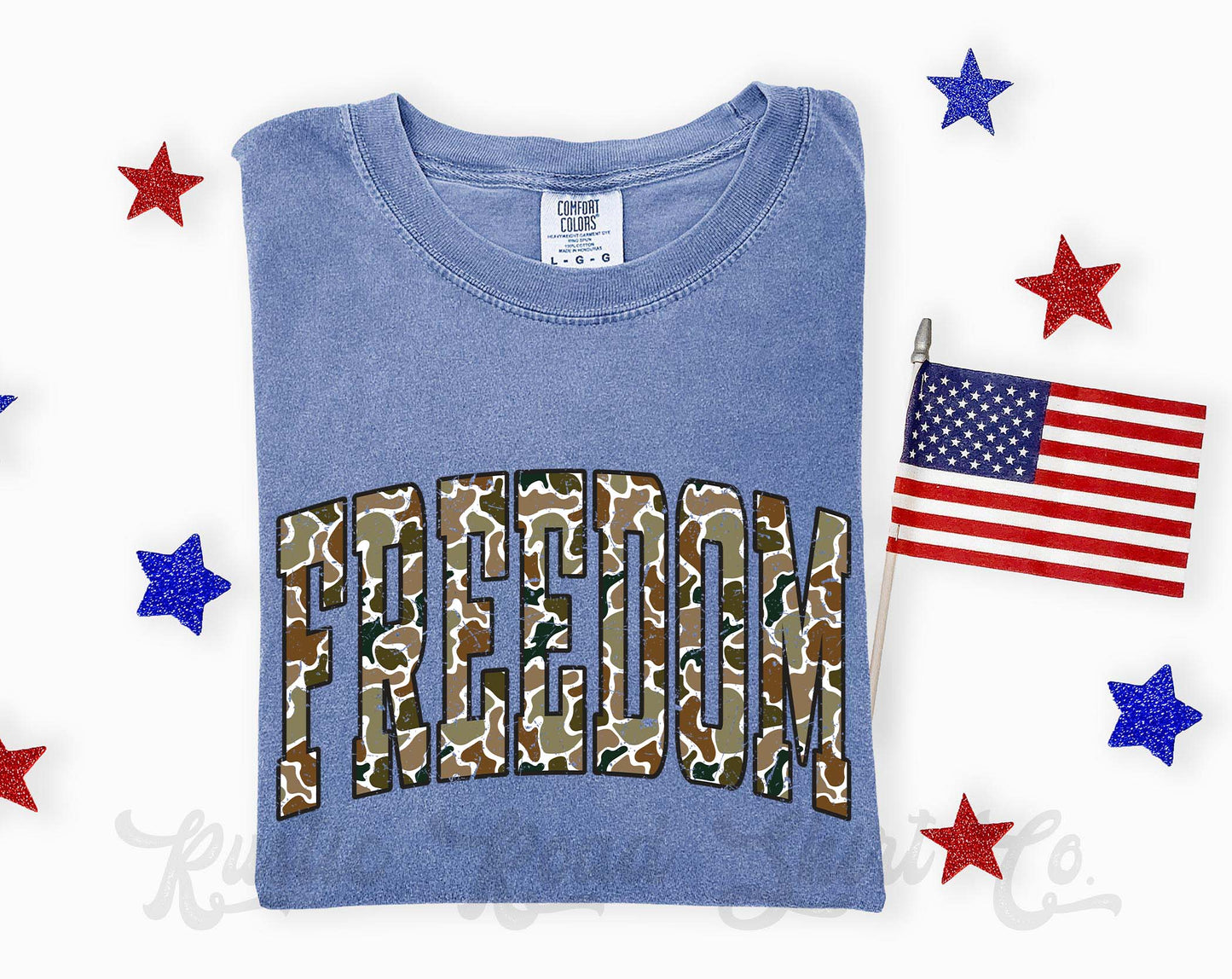 Camo Freedom Shirt, 4th of July Shirt, Comfort Colors Shirt