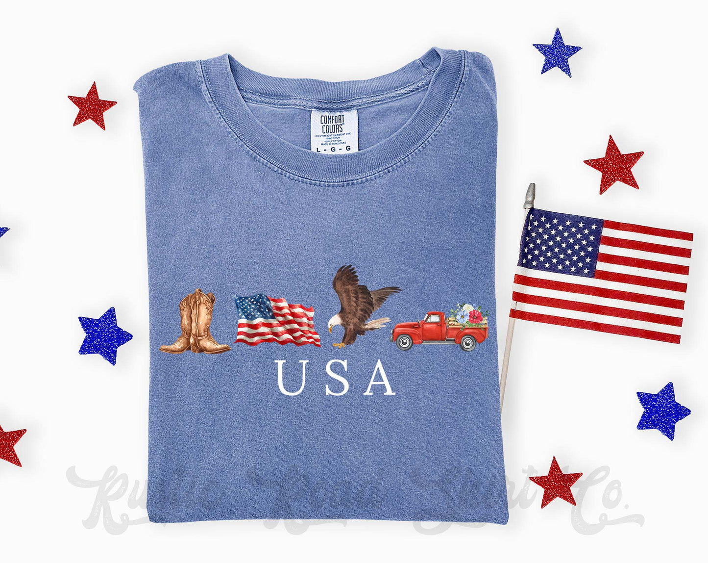 USA Vintage Inspired Shirt, Patriotic Shirt, 4th of July Shirt, Comfort Colors Shirt