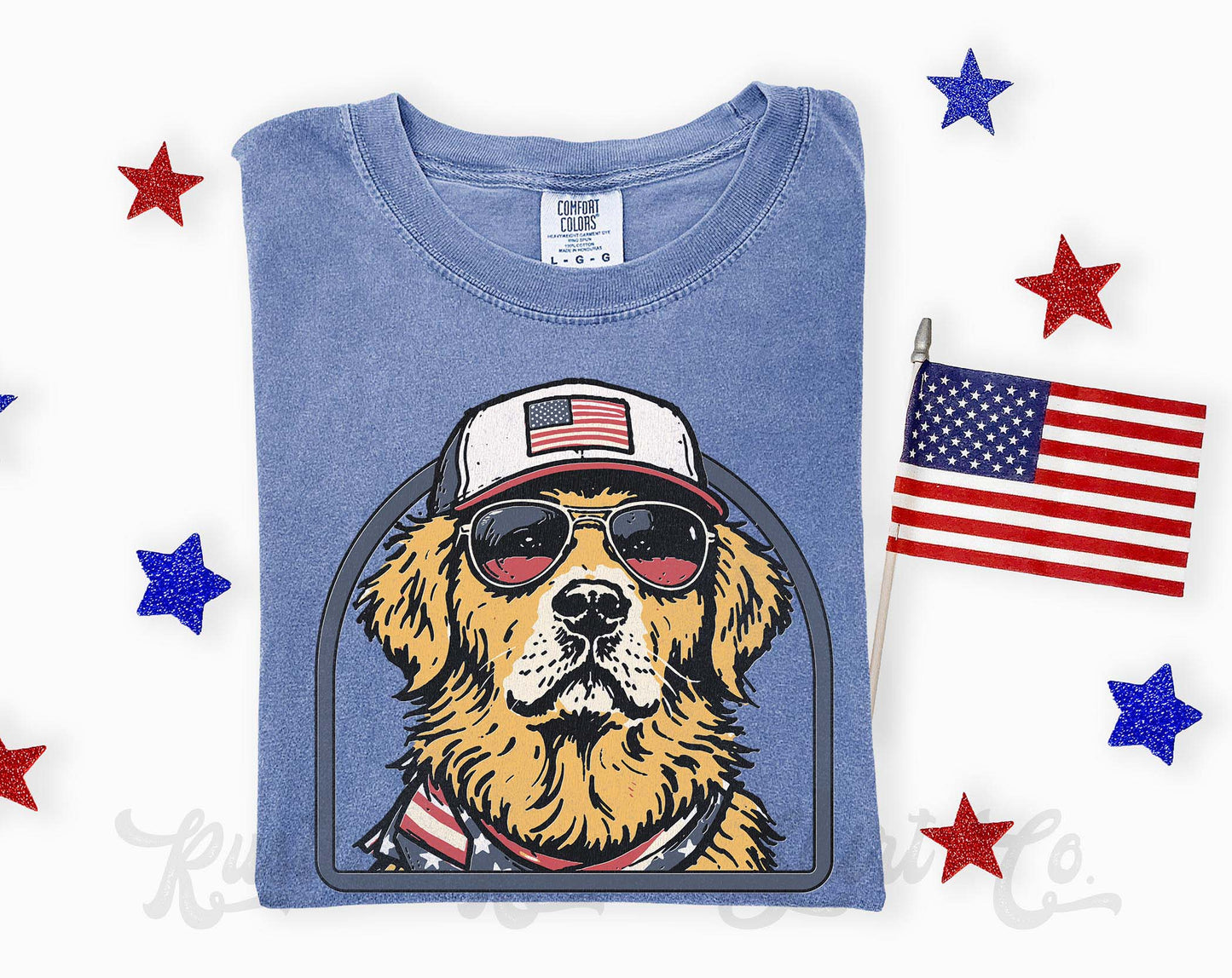 Golden Retriever 4th of July Shirt, Dog Patriotic Shirt, Comfort Colors Shirt