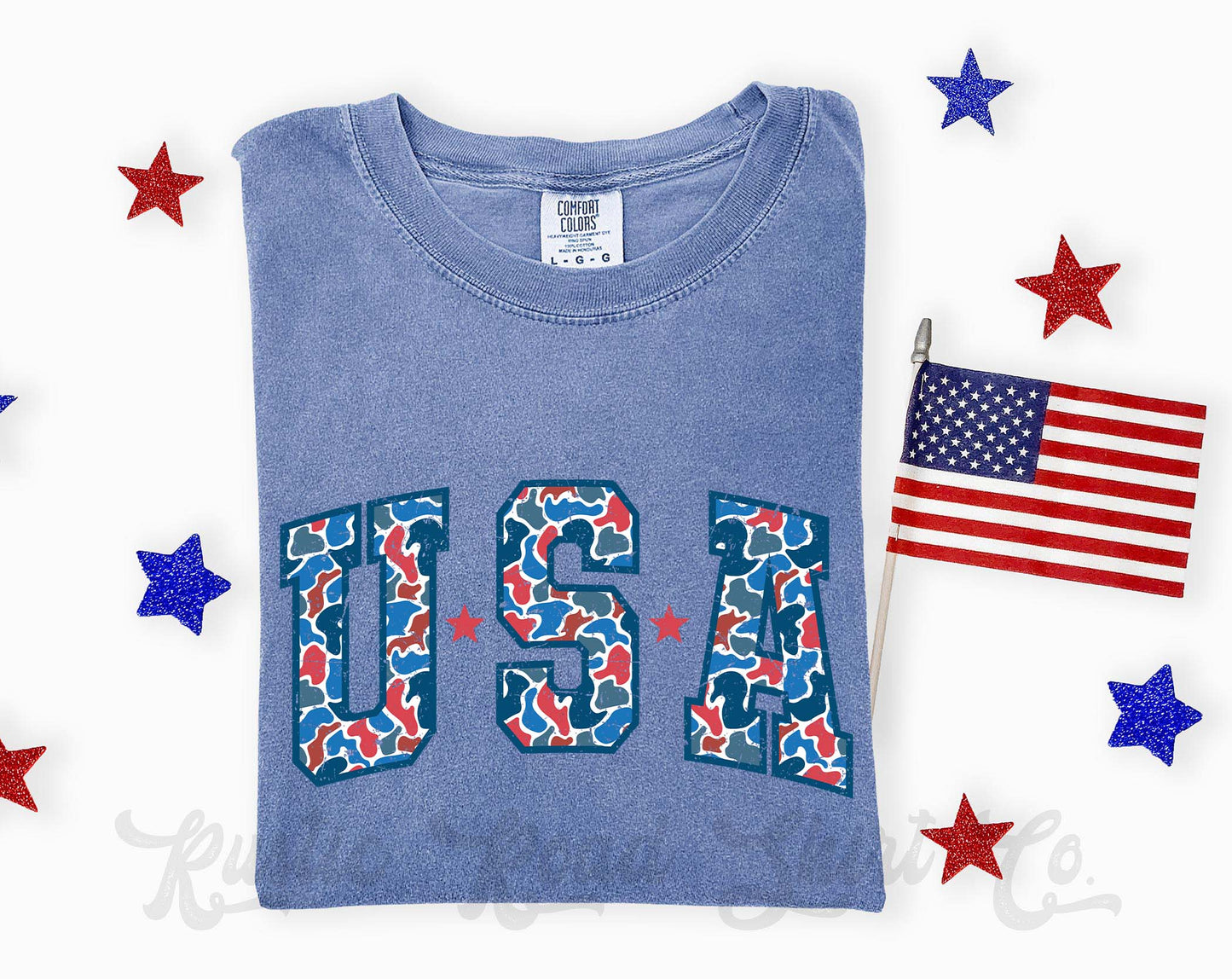 USA Camo Shirt, 4th of July Shirt, Comfort Colors Shirt