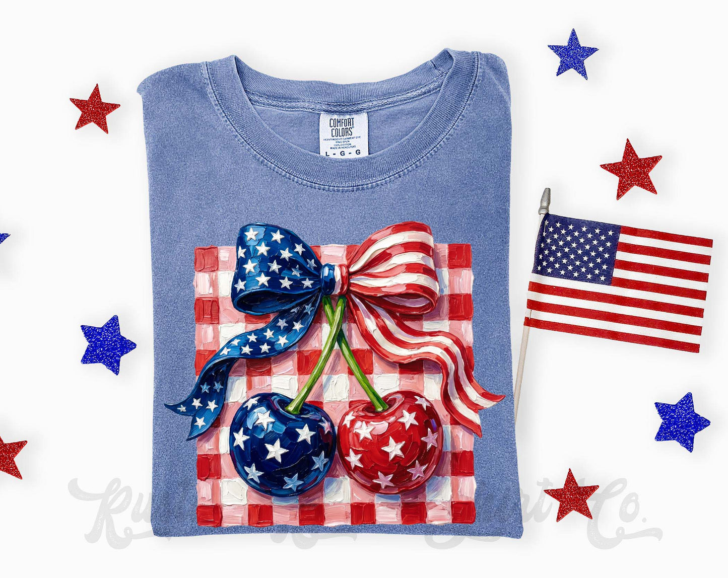 American Flag Cherry Coquette Shirt, 4th of July Shirt, Comfort Colors Shirt